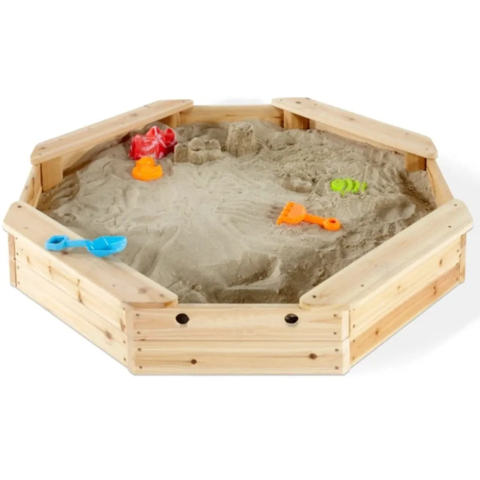 Little Helper Sand & Water Table & Sandpits & Mud Kitchens | Kids Octaganol Eco FSC Wooden Sandpit with Waterproof Cover | 1.16m diameter | 12m+