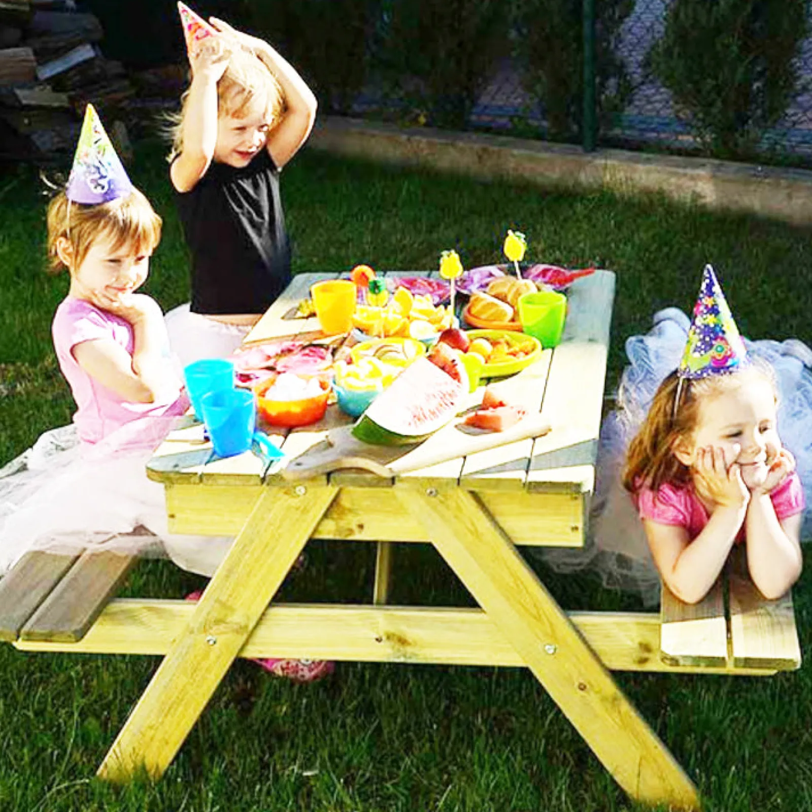 Little Helper Sand & Water Table & Sandpits & Mud Kitchens | Kids Premium & Heavy duty 3-in-1 Pre-Treated Eco Conscious Wooden Sandpit and 4 Seater Picnic Bench | 1 Year+