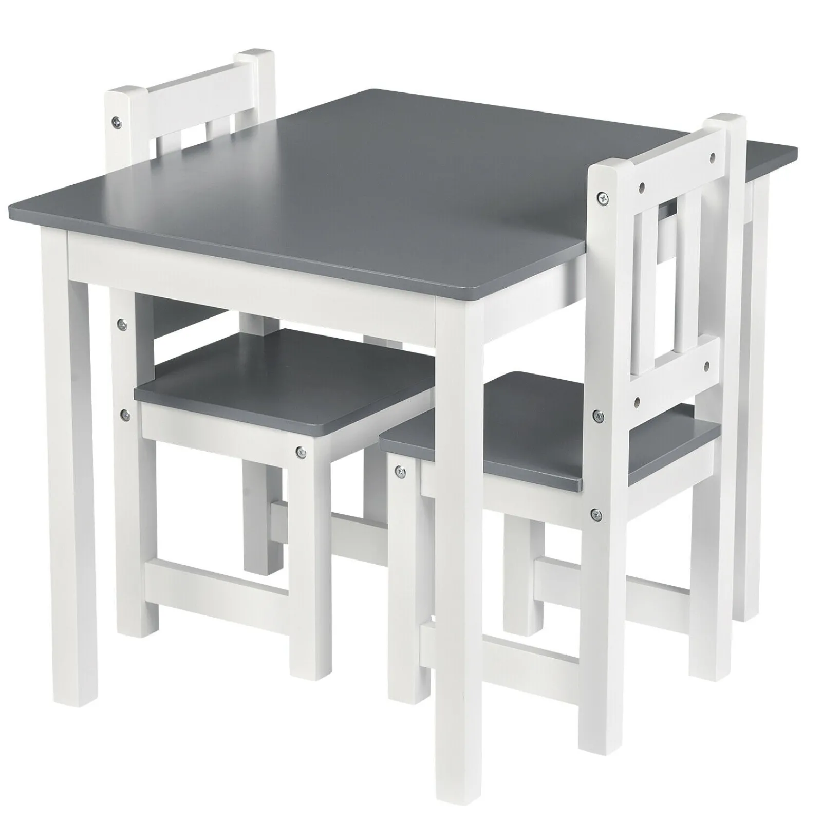 Little Helper Table & Chairs (wooden) | Kids Wooden Table and Chairs Set | Crisp White & Dove Grey | 3 Years+