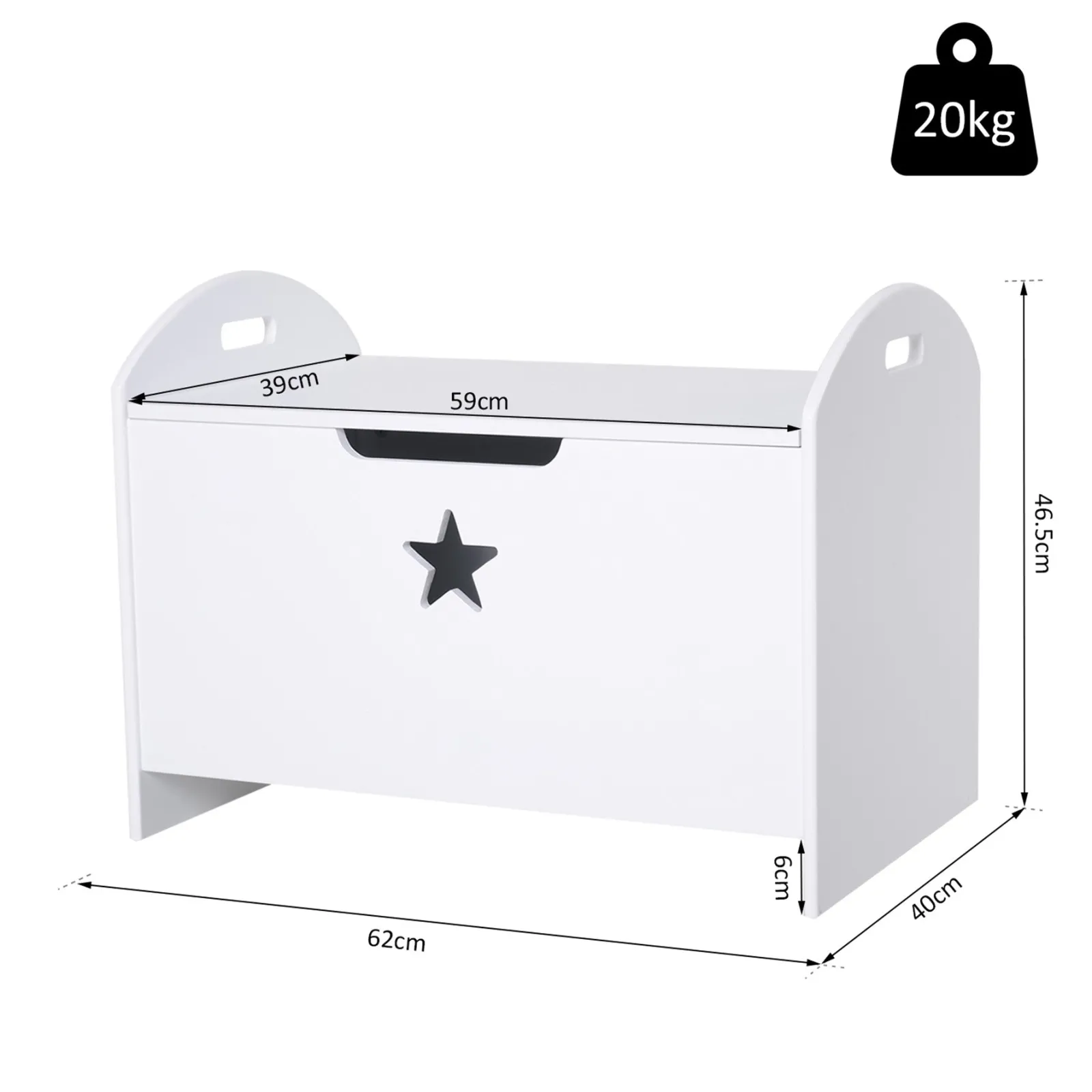 Little Helper Toy Box & Blanket Box | Toy Box & Blanket Box | Kids Wooden Toy Box and Bench with Child Safety Hinge | Toy Storage with Handles | White