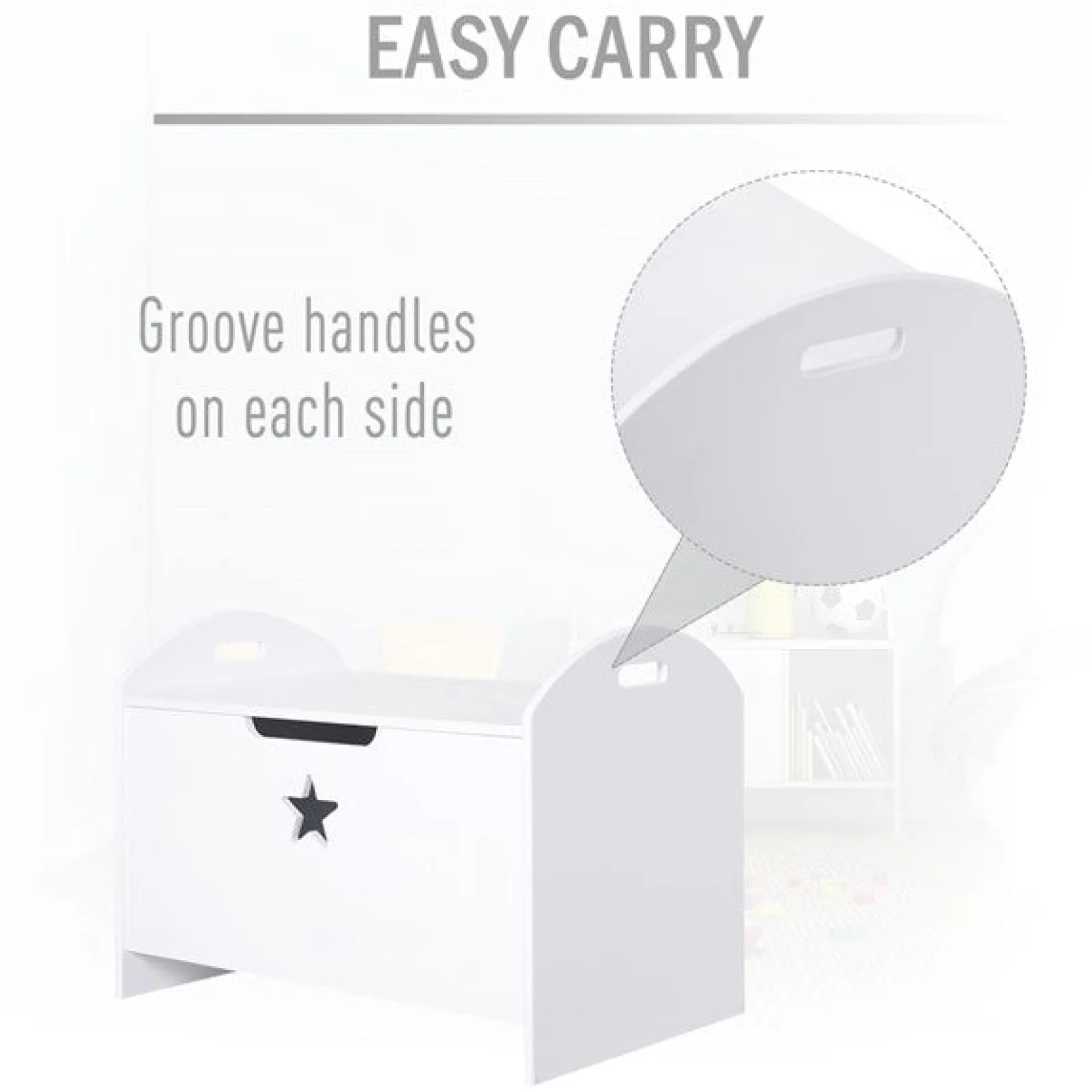 Little Helper Toy Box & Blanket Box | Toy Box & Blanket Box | Kids Wooden Toy Box and Bench with Child Safety Hinge | Toy Storage with Handles | White