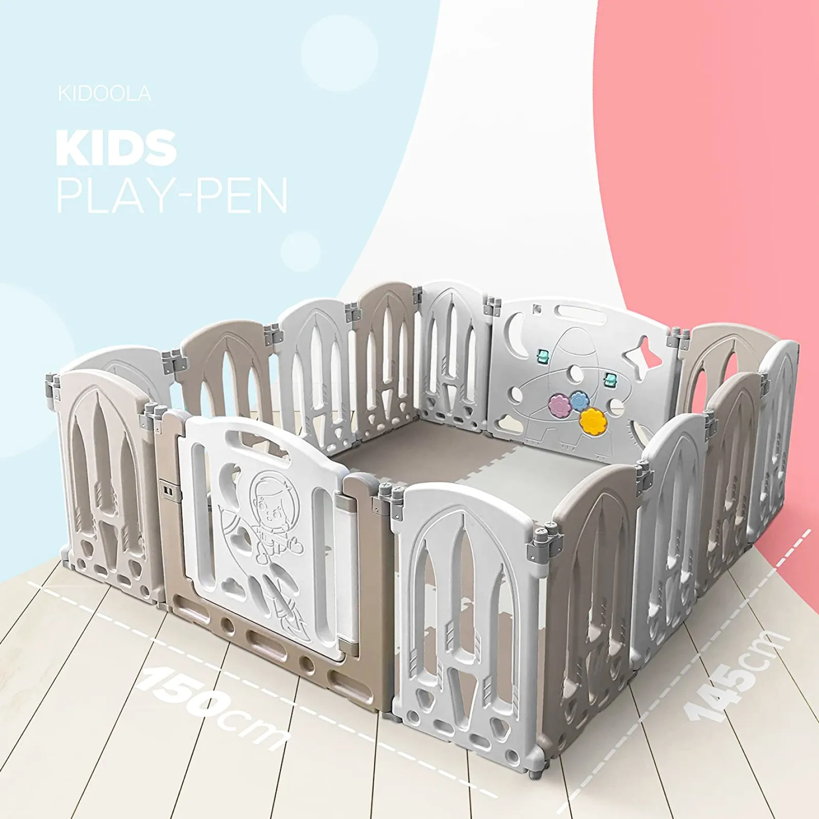 Little Helper Ball Pits & Ball Pools | Baby Playpens | Large 14 Panel Non-Toxic | Recyclable Foldable Baby Playpen and Ball Pool with Mats | Modular | Neutrals