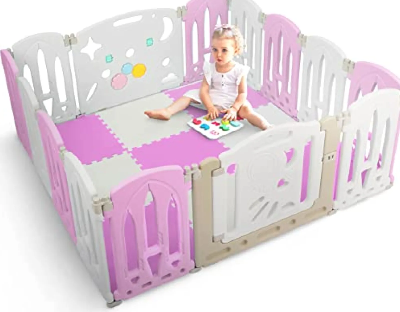 Little Helper Ball Pits & Ball Pools | Baby Playpens | Large 14 Panel Non-Toxic | Recyclable Foldable Baby Playpen and Ball Pool with Mats | Modular | Neutrals