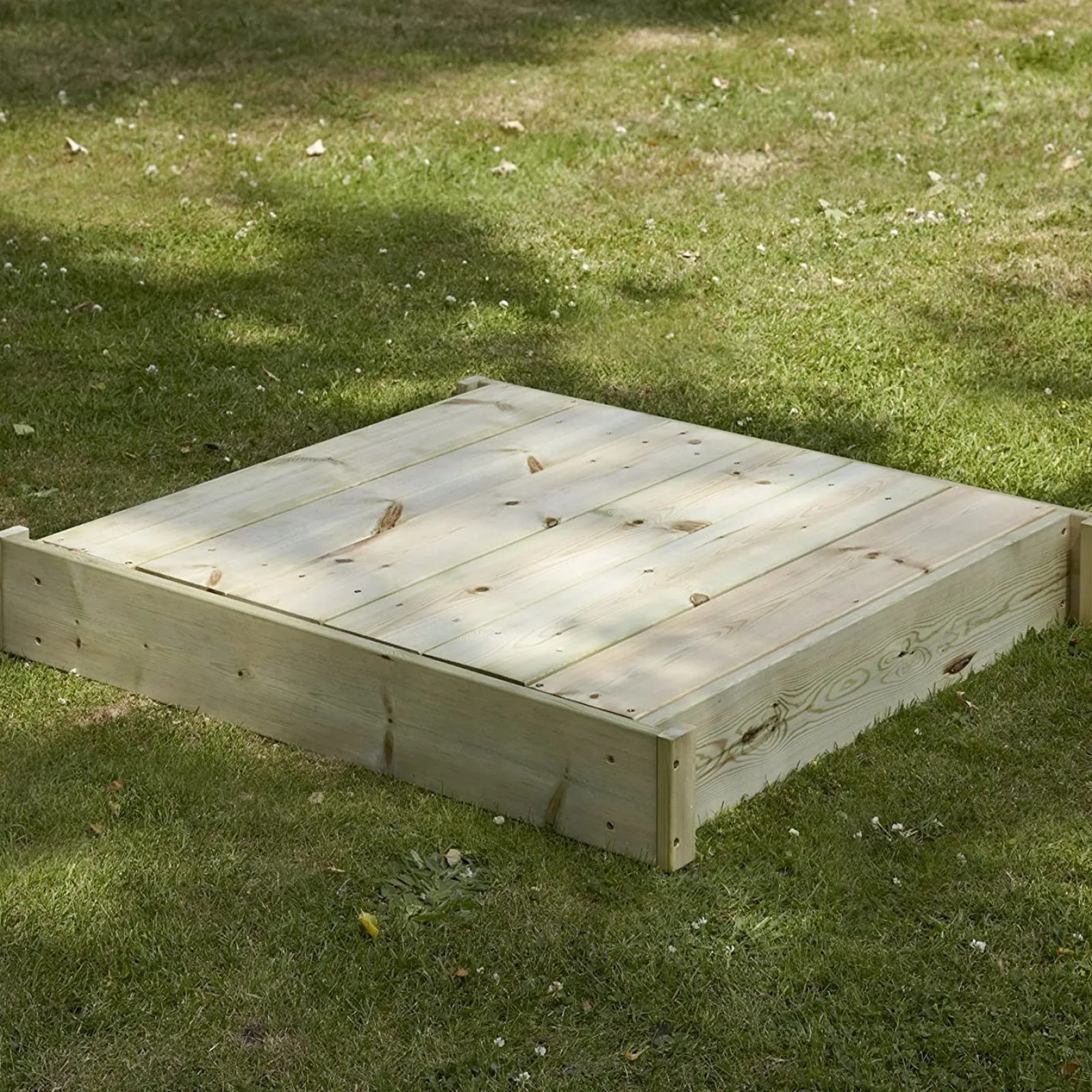 Little Helper Sand & Water Table & Sandpits & Mud Kitchens | Large Childrens Eco Conscious FSC Certified 100% Natural Wooden Sandpit with Lid, Seats & Base Liner | 2-12 years | 1.2 x 1.14m Square