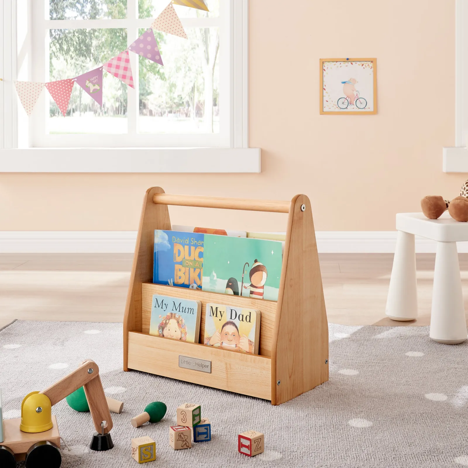 Little Helper Montessori Toys & Products | Bookcases & Kids Bookshelves | Montessori Small Bookcase | Kids Mini Bookcase | Portable Book Shelf | Double Sided | Bookshelf | Natural