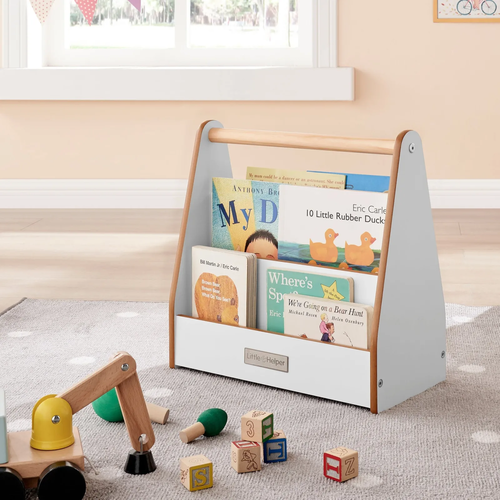 Little Helper Montessori Toys & Products | Bookcases & Kids Bookshelves | Montessori Small Bookcase | Kids Mini Bookcase | Portable Book Shelf | Double Sided | Bookshelf | White