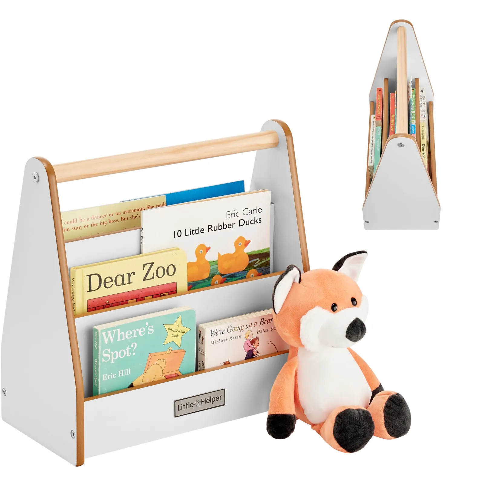 Little Helper Montessori Toys & Products | Bookcases & Kids Bookshelves | Montessori Small Bookcase | Kids Mini Bookcase | Portable Book Shelf | Double Sided | Bookshelf | White