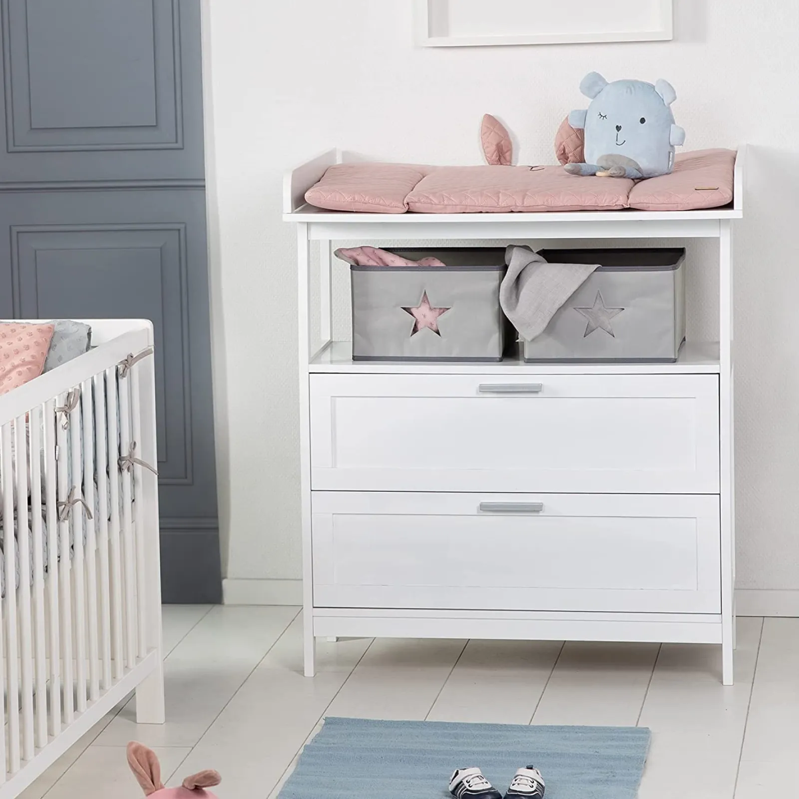 Little Helper Changing Units & Changing Tables & Dressers | Little Star Baby Changing Unit | Fabric Storage Boxes & Drawers | White