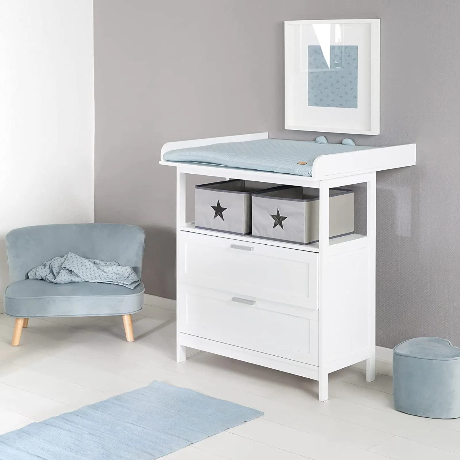 Little Helper Changing Units & Changing Tables & Dressers | Little Star Baby Changing Unit | Fabric Storage Boxes & Drawers | White