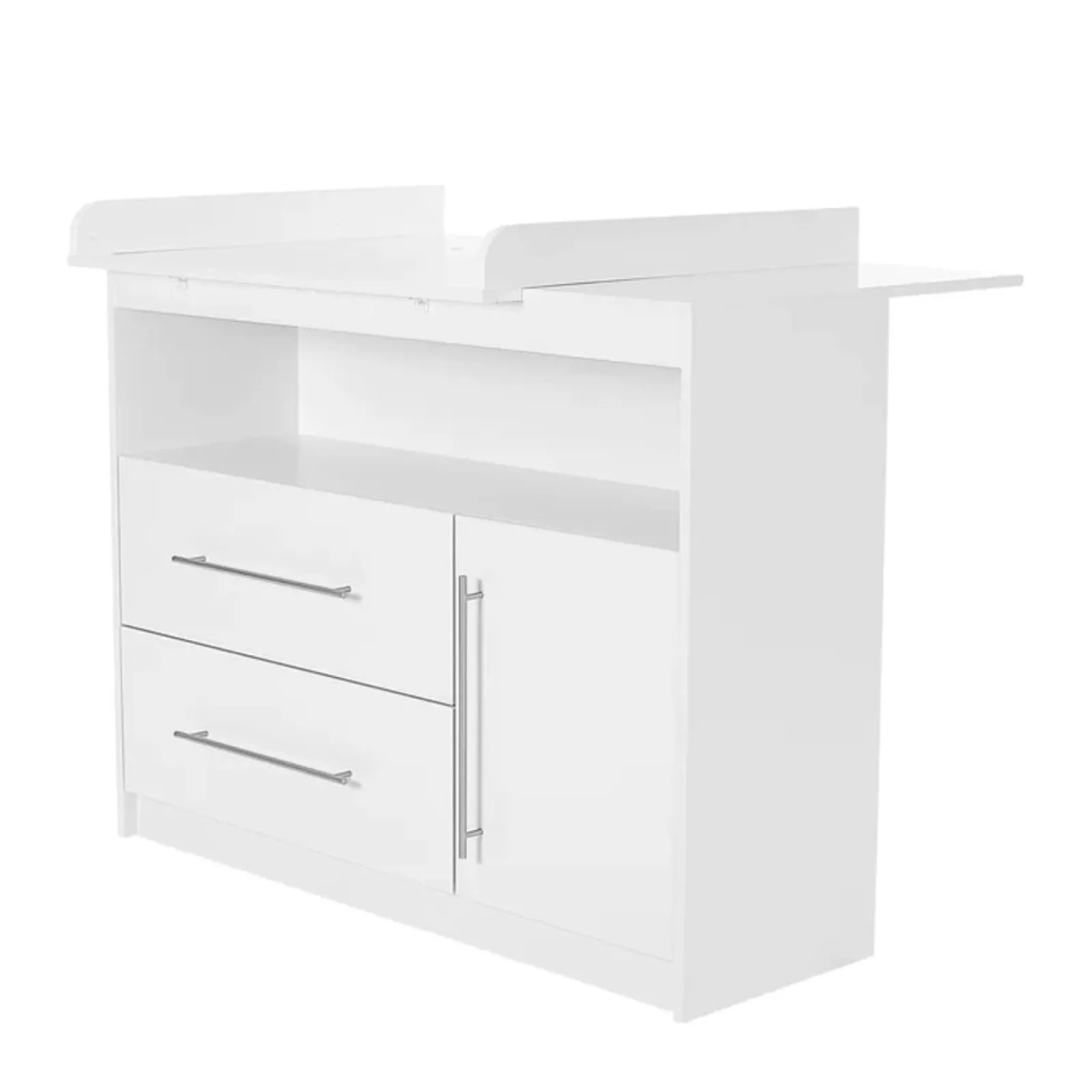 Little Helper Changing Units & Changing Tables & Dressers | Modern Baby Changing Unit | Storage Shelf | 2 Drawers | Cupboard & Removable Topper | White