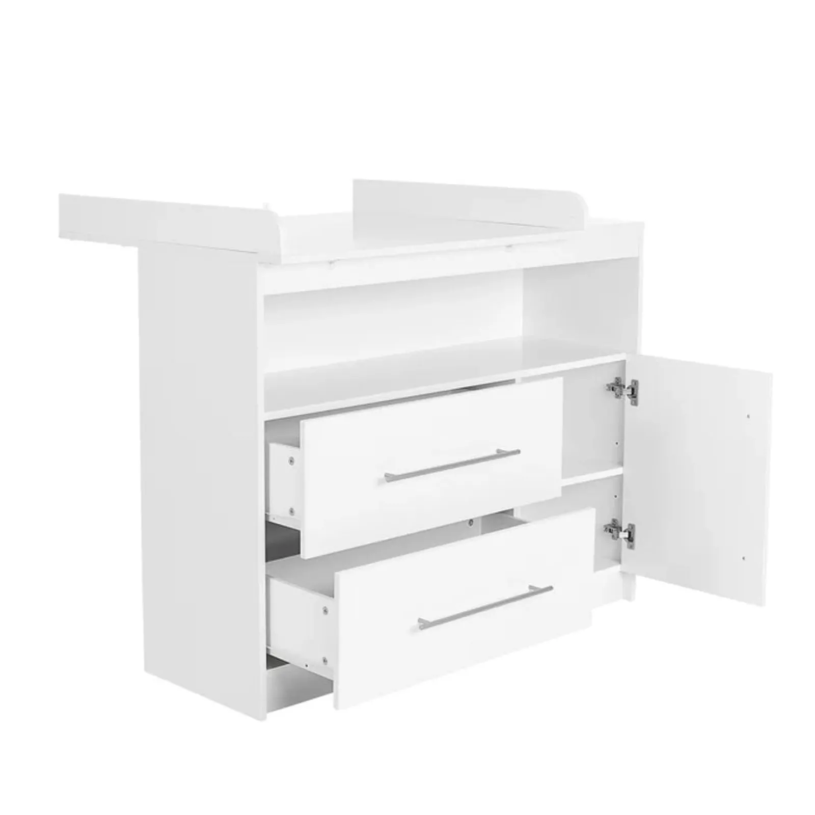 Little Helper Changing Units & Changing Tables & Dressers | Modern Baby Changing Unit | Storage Shelf | 2 Drawers | Cupboard & Removable Topper | White