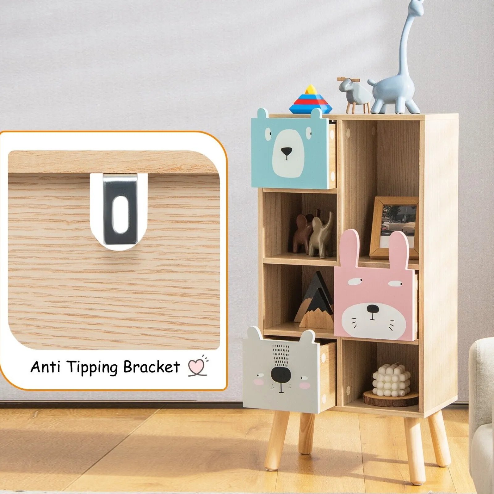 Little Helper Toy Storage Units | Toy Storage Units | Montessori Animal Bookcase | Toy Storage | Wooden Cabinet | Bookshelf