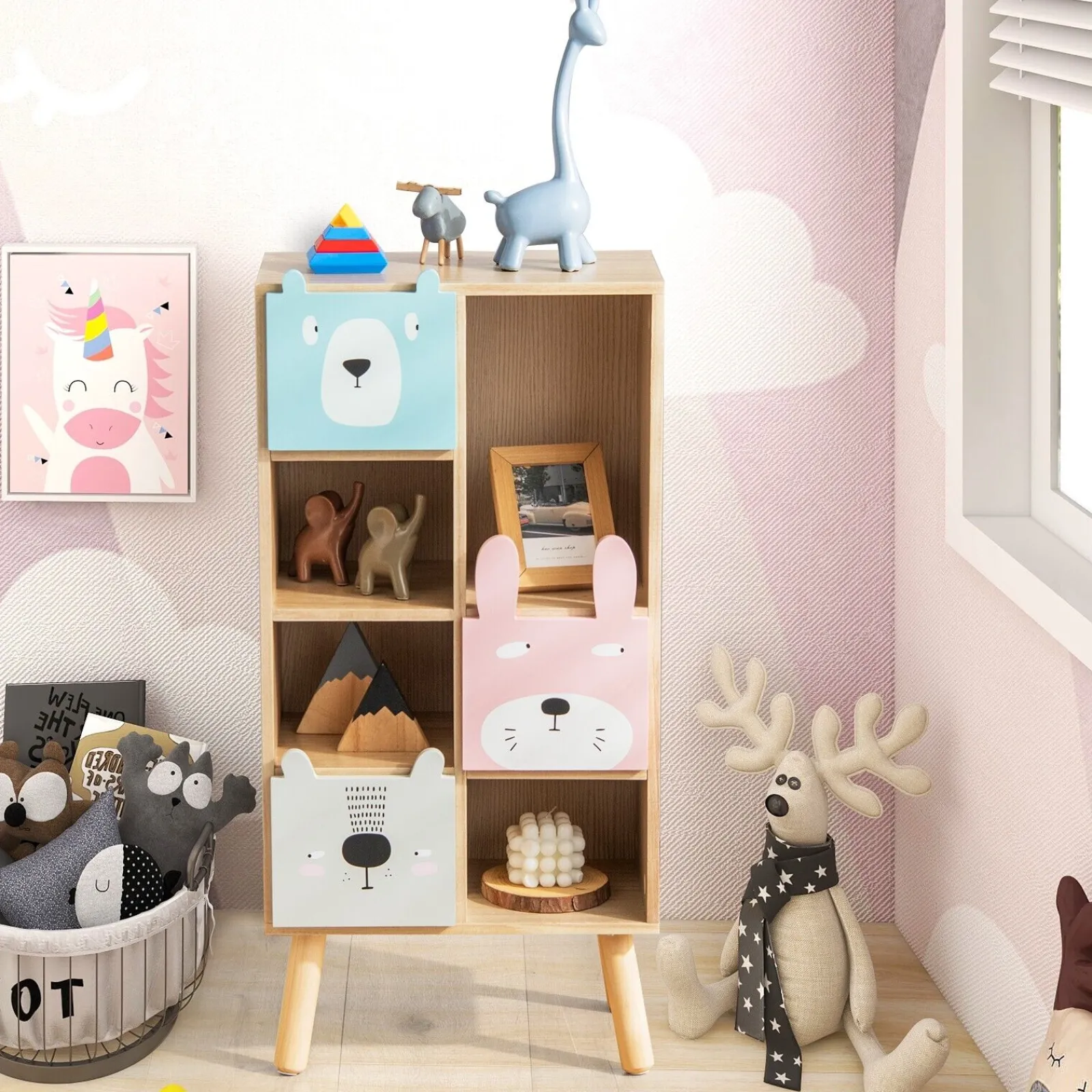 Little Helper Toy Storage Units | Toy Storage Units | Montessori Animal Bookcase | Toy Storage | Wooden Cabinet | Bookshelf