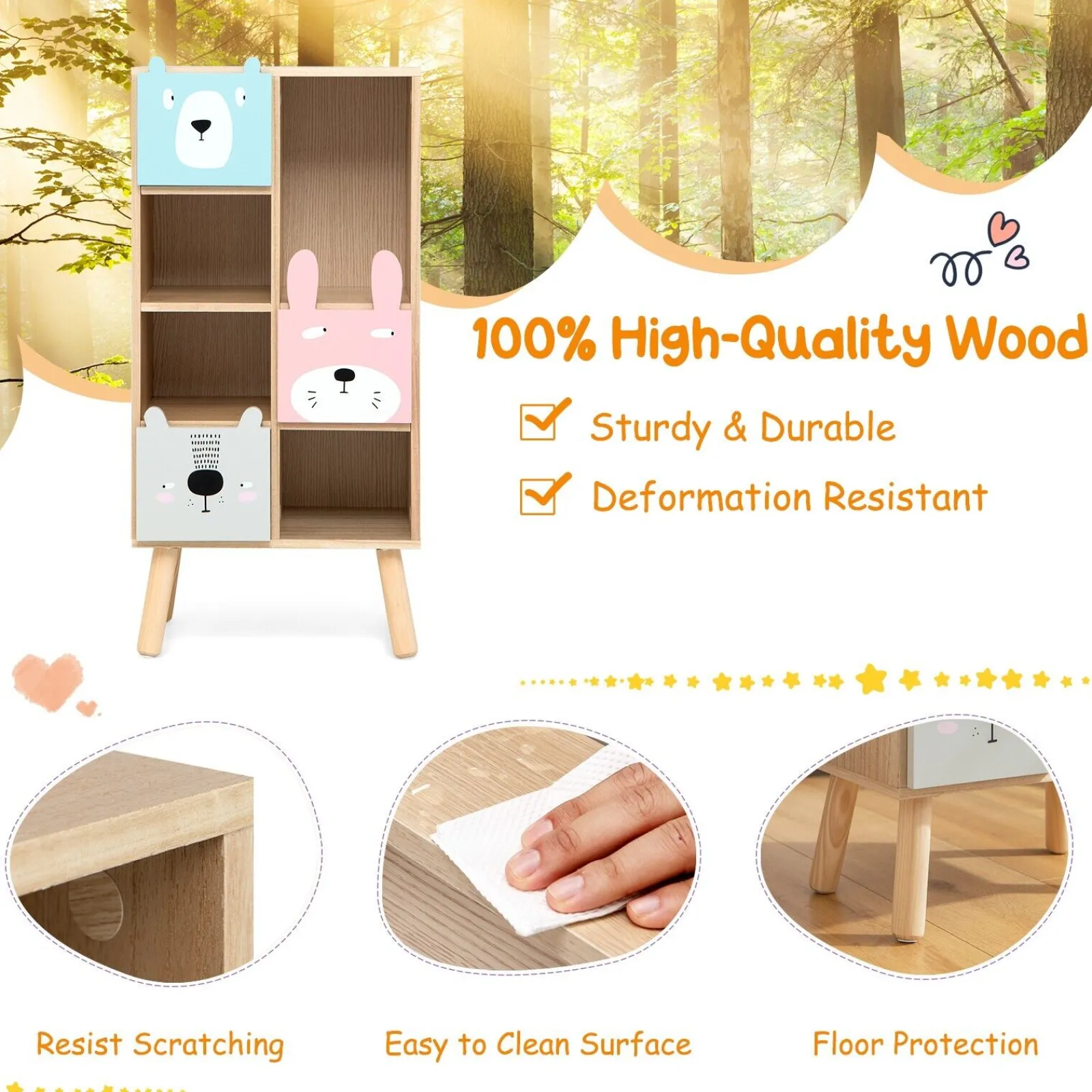Little Helper Toy Storage Units | Toy Storage Units | Montessori Animal Bookcase | Toy Storage | Wooden Cabinet | Bookshelf