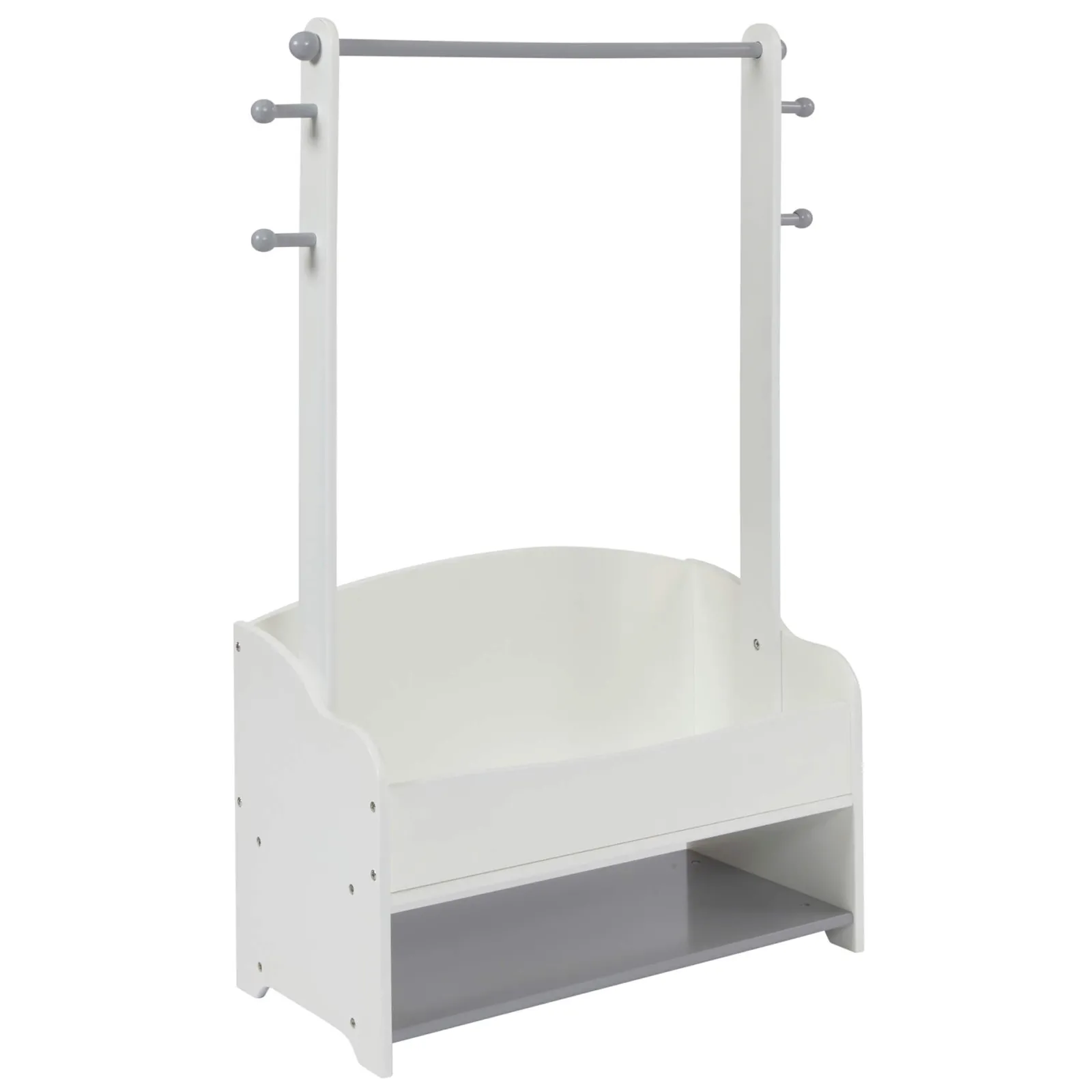 Little Helper Montessori Toys & Products | Clothes Rail & Dressing Up Rails | Montessori Childrens Clothes Rail | Kids Dress Up Rail | with Storage | White & Grey