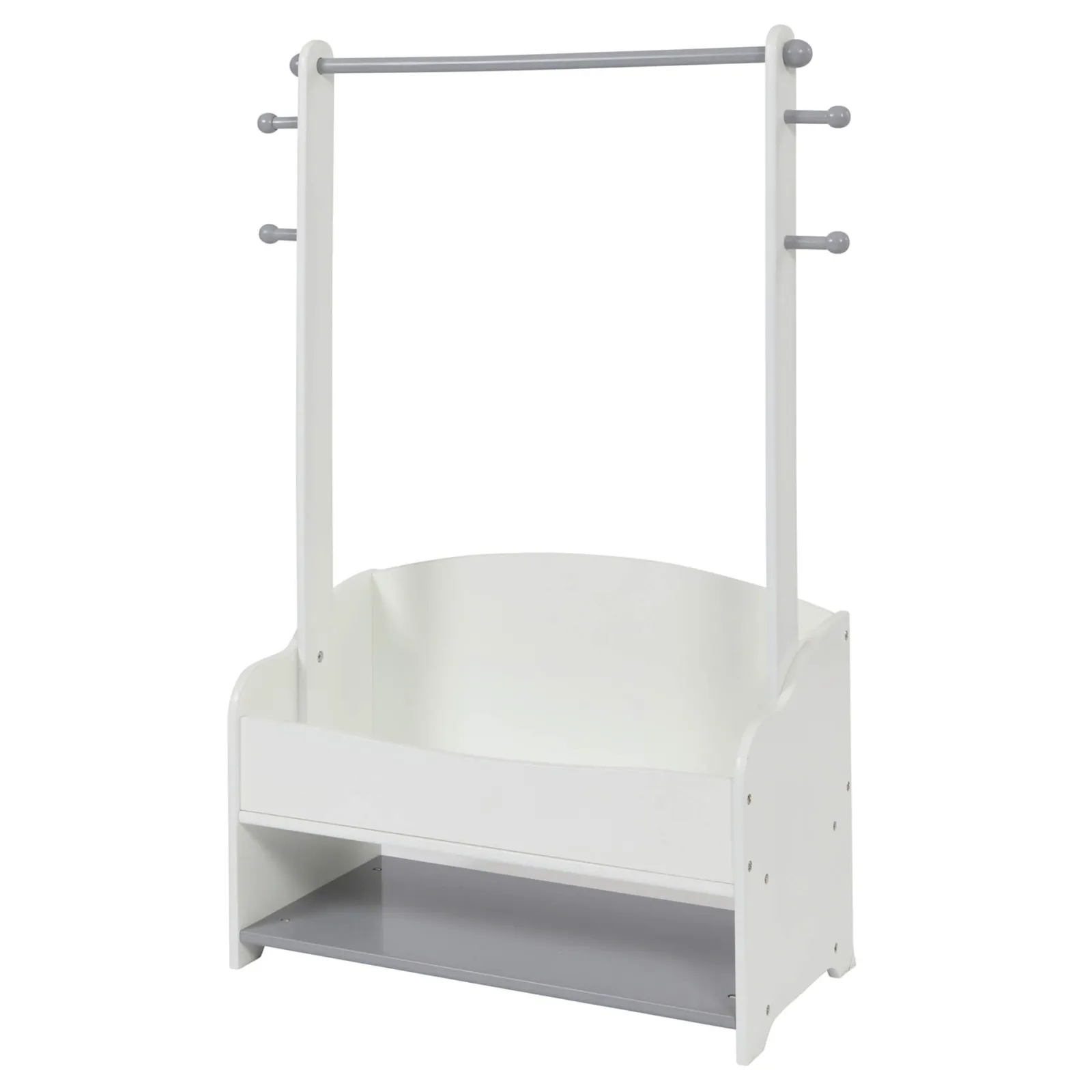 Little Helper Montessori Toys & Products | Clothes Rail & Dressing Up Rails | Montessori Childrens Clothes Rail | Kids Dress Up Rail | with Storage | White & Grey