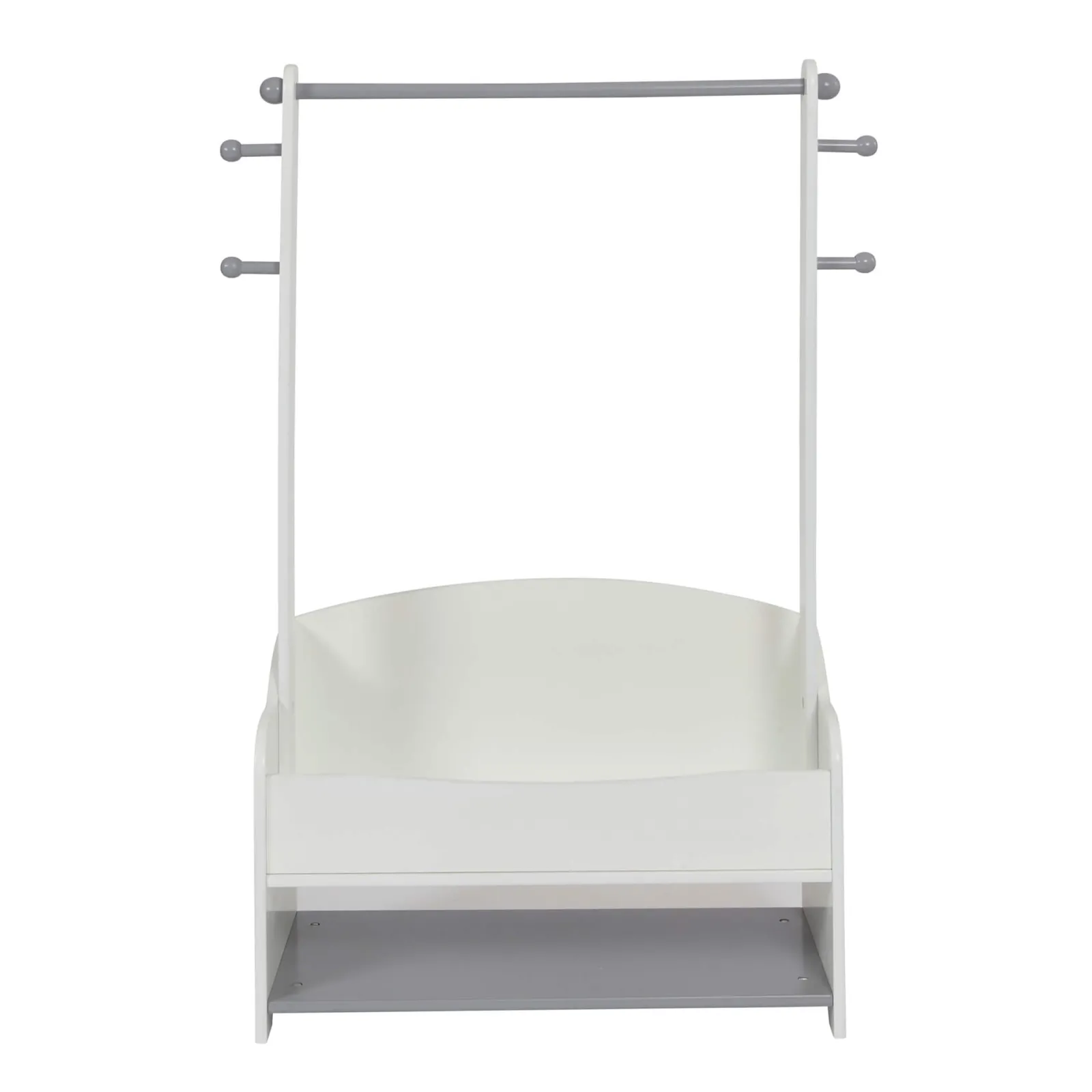 Little Helper Montessori Toys & Products | Clothes Rail & Dressing Up Rails | Montessori Childrens Clothes Rail | Kids Dress Up Rail | with Storage | White & Grey