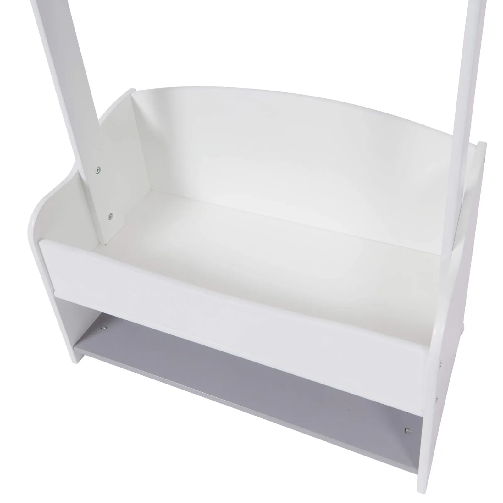 Little Helper Montessori Toys & Products | Clothes Rail & Dressing Up Rails | Montessori Childrens Clothes Rail | Kids Dress Up Rail | with Storage | White & Grey