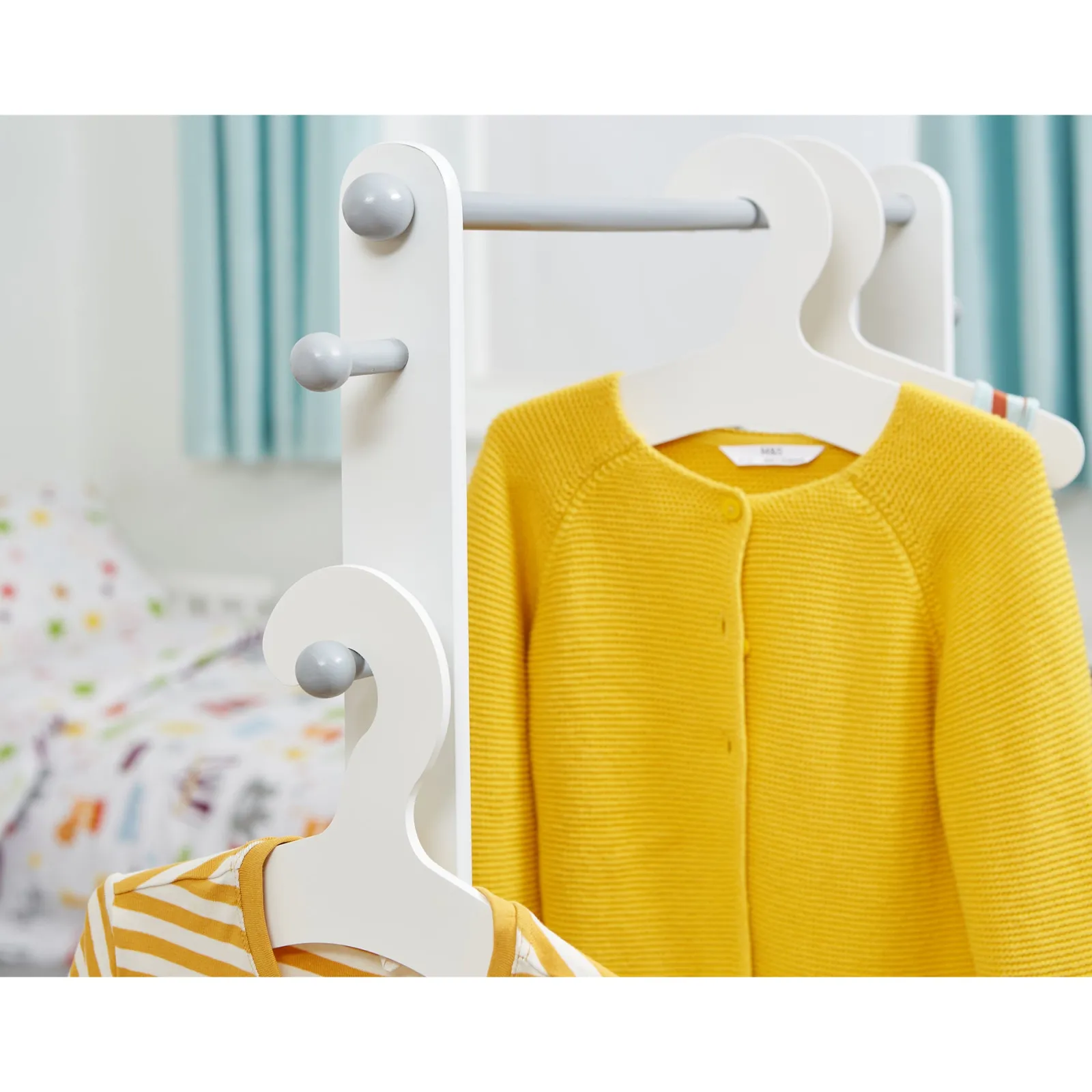 Little Helper Montessori Toys & Products | Clothes Rail & Dressing Up Rails | Montessori Childrens Clothes Rail | Kids Dress Up Rail | with Storage | White & Grey
