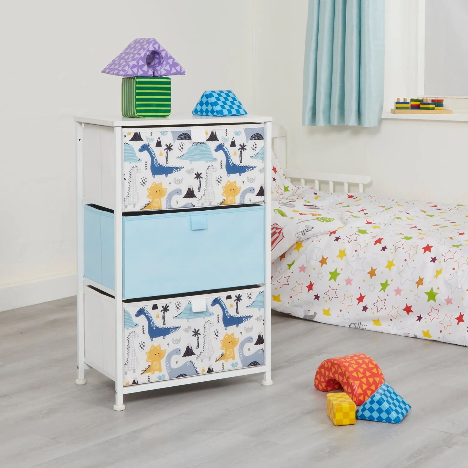 Little Helper Montessori Toys & Products | Toy Storage Units | Montessori Dinosaur Toy Storage with Drawers | Children's Bedside Table | 73 x 45 x 30cm