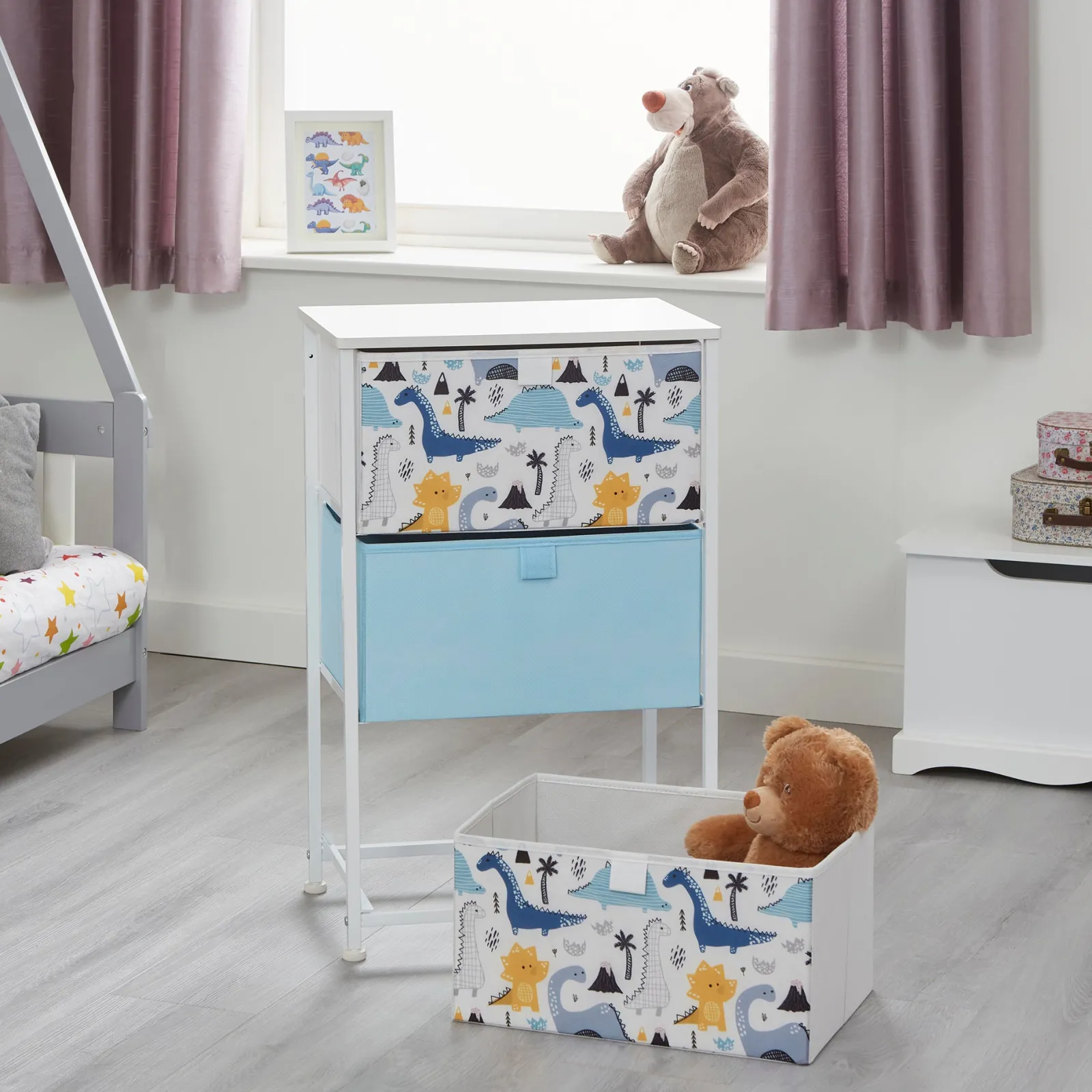 Little Helper Montessori Toys & Products | Toy Storage Units | Montessori Dinosaur Toy Storage with Drawers | Children's Bedside Table | 73 x 45 x 30cm