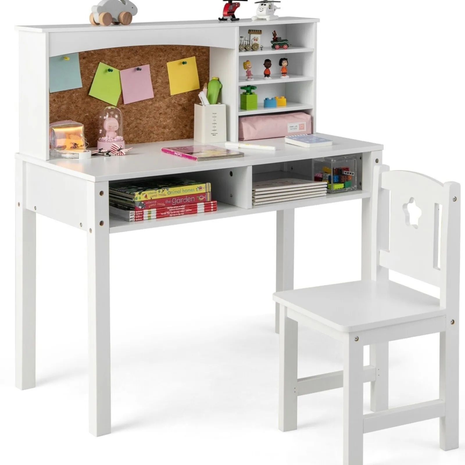 Little Helper Montessori Toys & Products | Table & Chairs (wooden) | Montessori Eco-Conscious Desk | Storage & Chair | White or Pink | 3-10 Years