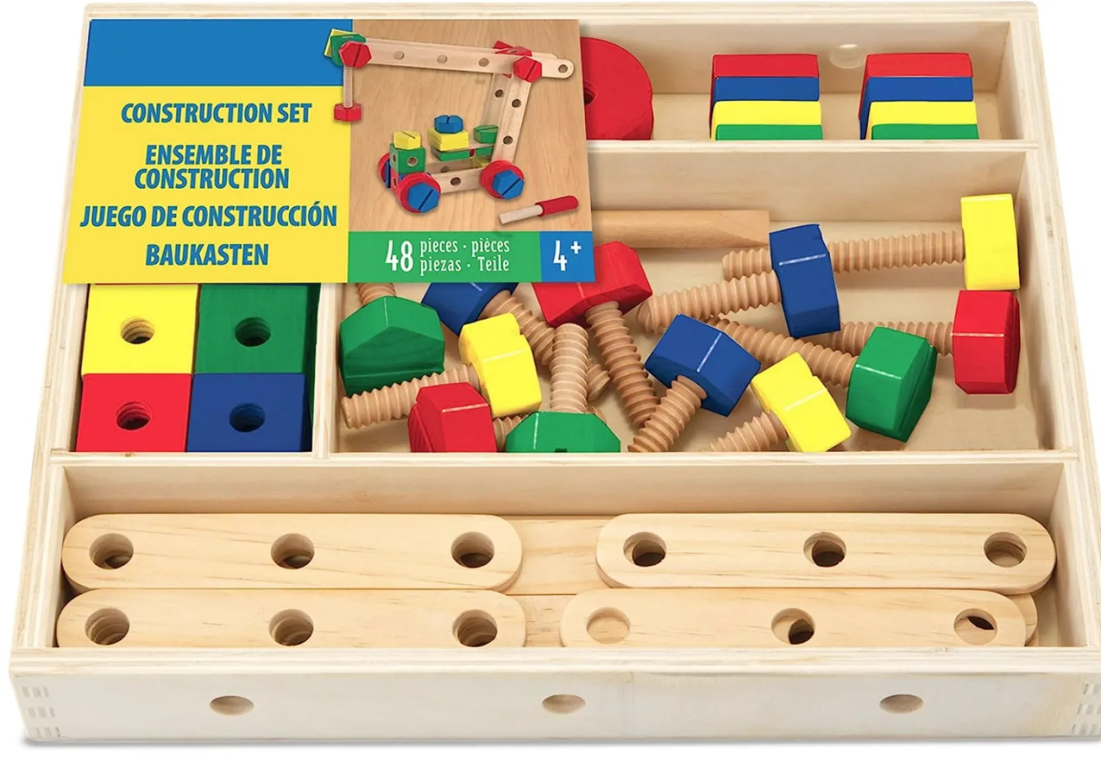 Little Helper Wooden Toys & Educational Toys | Role Play Toys & Pretend Play | Montessori Eco-Wooden 48 Piece Vehicle Construction Set | Wooden Toy | 3 years+