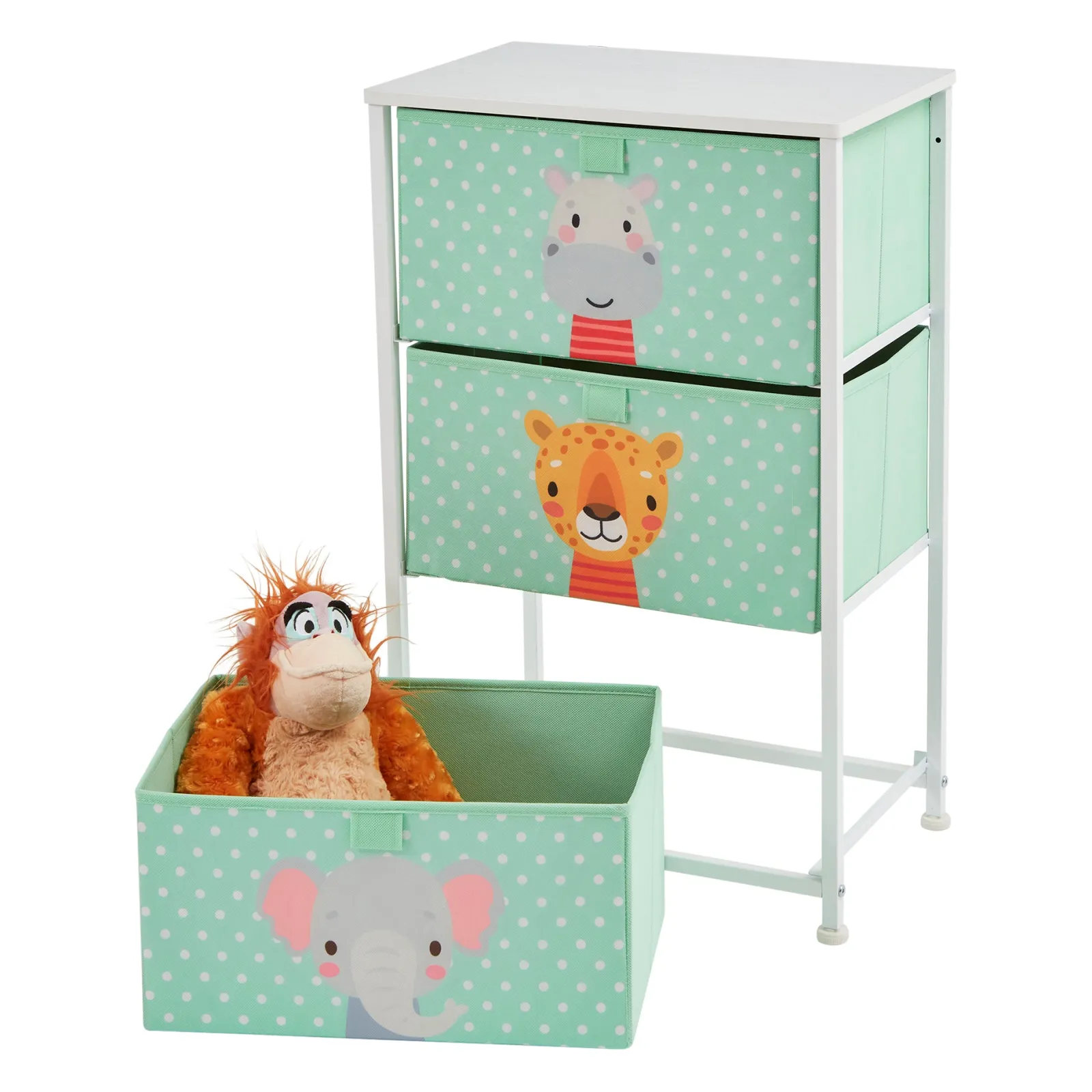 Little Helper Montessori Toys & Products | Toy Storage Units | Montessori Jungle Safari Toy Storage with Drawers | Children's Bedside Table | 73 x 45 x 30cm
