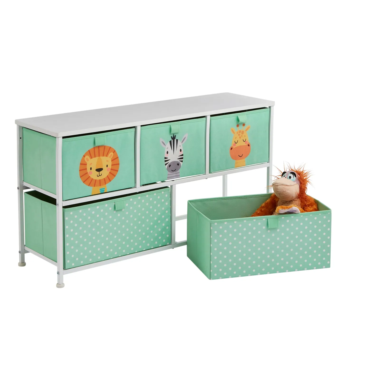 Little Helper Montessori Toys & Products | Toy Storage Units | Montessori Jungle Safari Toy Storage with Large Drawers | Children's Toy Box | Bench Seat