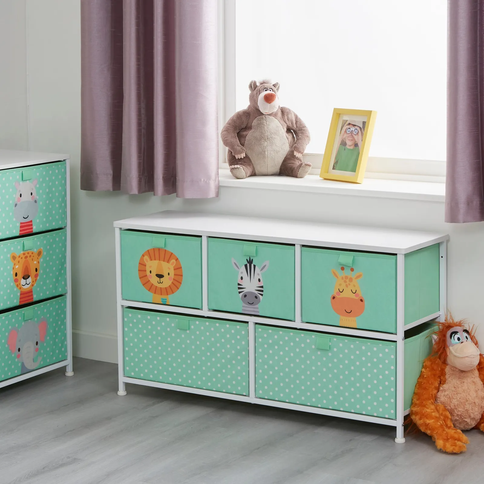 Little Helper Montessori Toys & Products | Toy Storage Units | Montessori Jungle Safari Toy Storage with Large Drawers | Children's Toy Box | Bench Seat