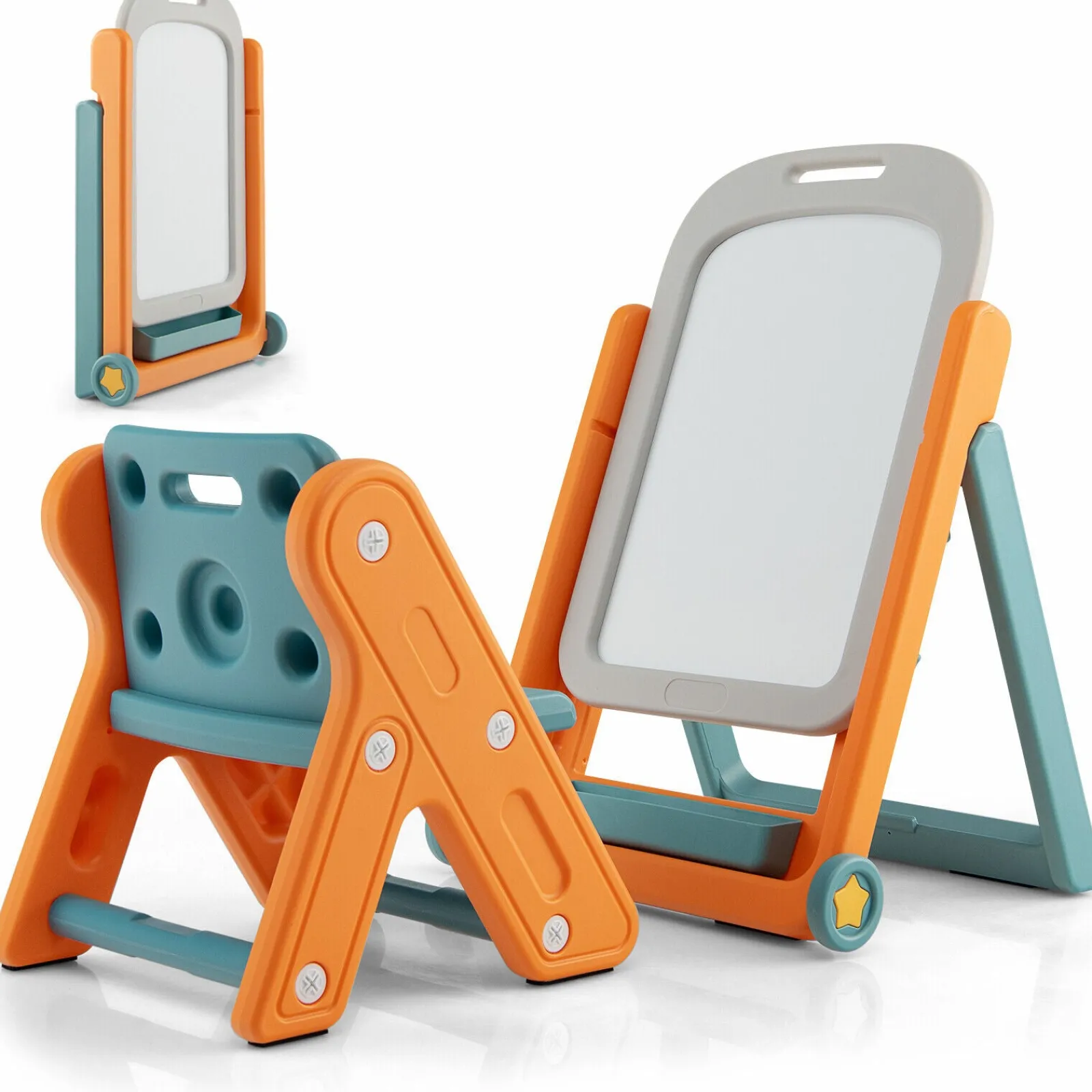 Little Helper Easels & Accessories | Kids Easels & Accessories | Montessori Portable & Foldable Height Adjustable Easel & Spine-Supporting Chair | 3-7 Years