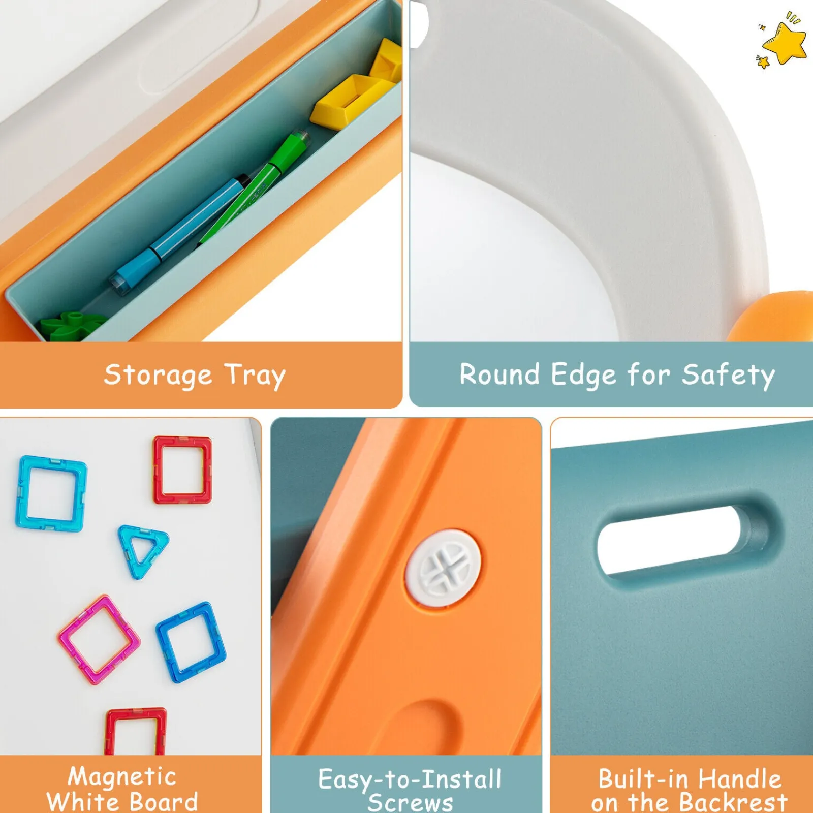 Little Helper Easels & Accessories | Kids Easels & Accessories | Montessori Portable & Foldable Height Adjustable Easel & Spine-Supporting Chair | 3-7 Years