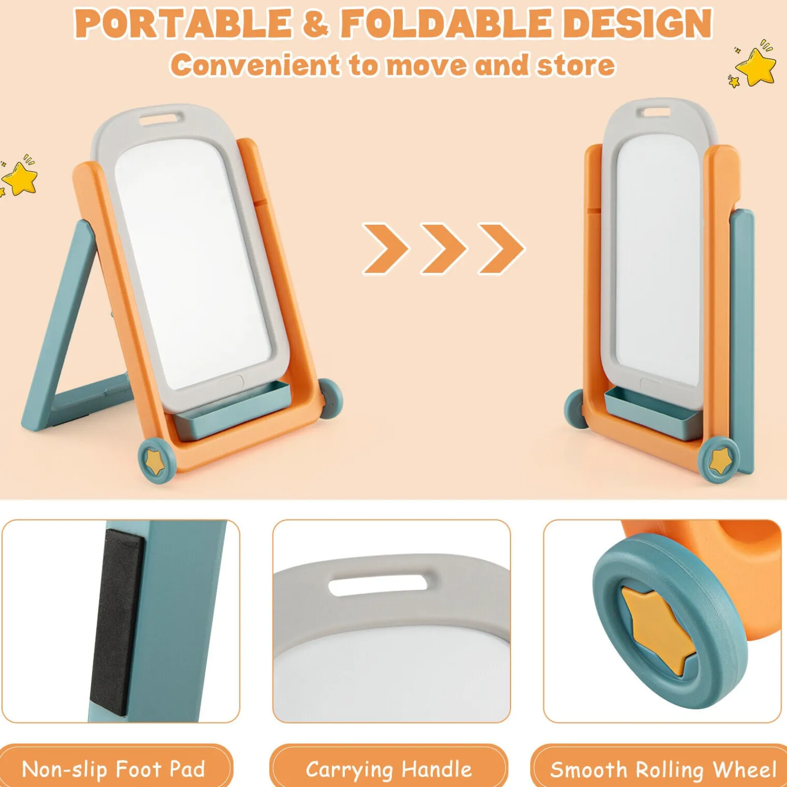 Little Helper Easels & Accessories | Kids Easels & Accessories | Montessori Portable & Foldable Height Adjustable Easel & Spine-Supporting Chair | 3-7 Years
