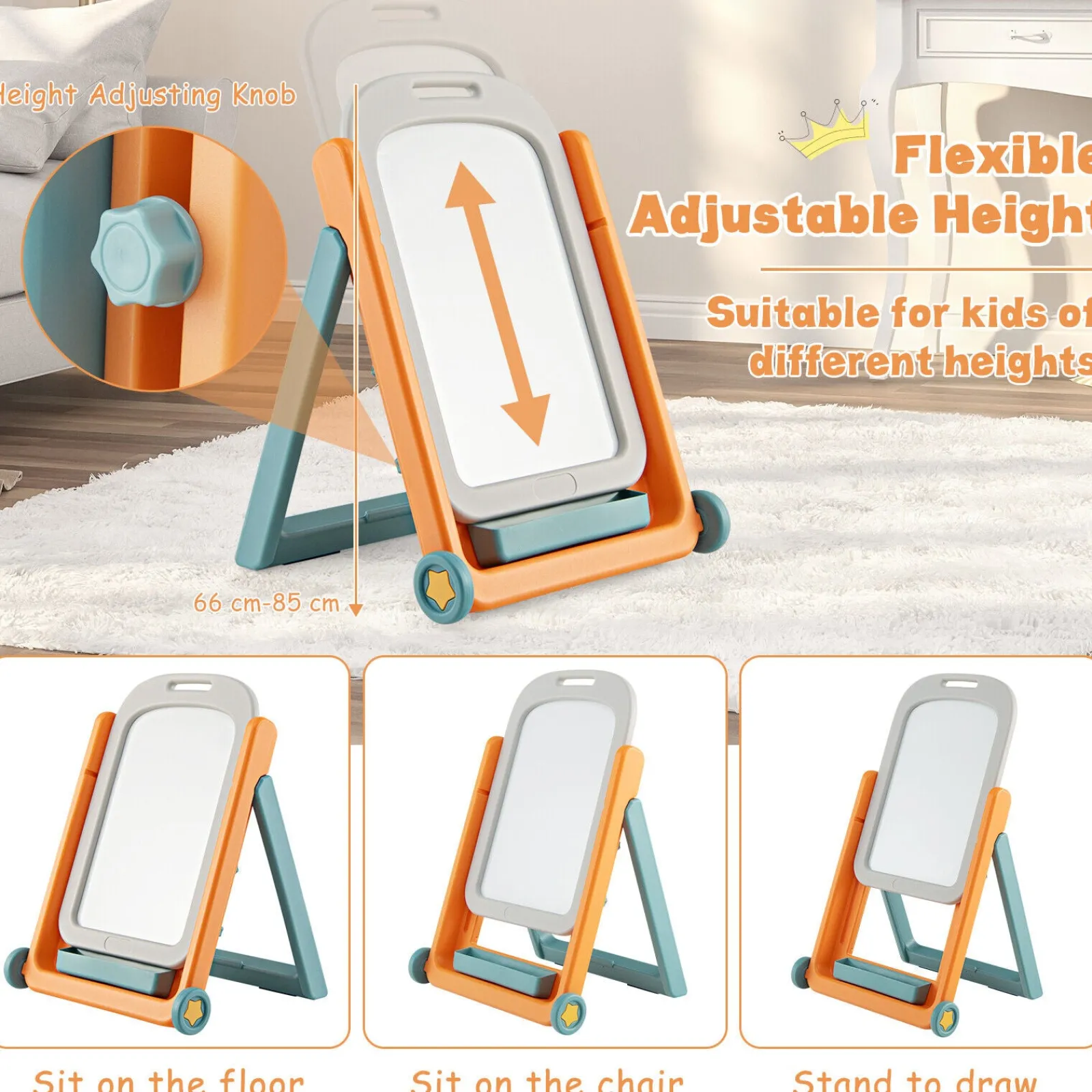 Little Helper Easels & Accessories | Kids Easels & Accessories | Montessori Portable & Foldable Height Adjustable Easel & Spine-Supporting Chair | 3-7 Years