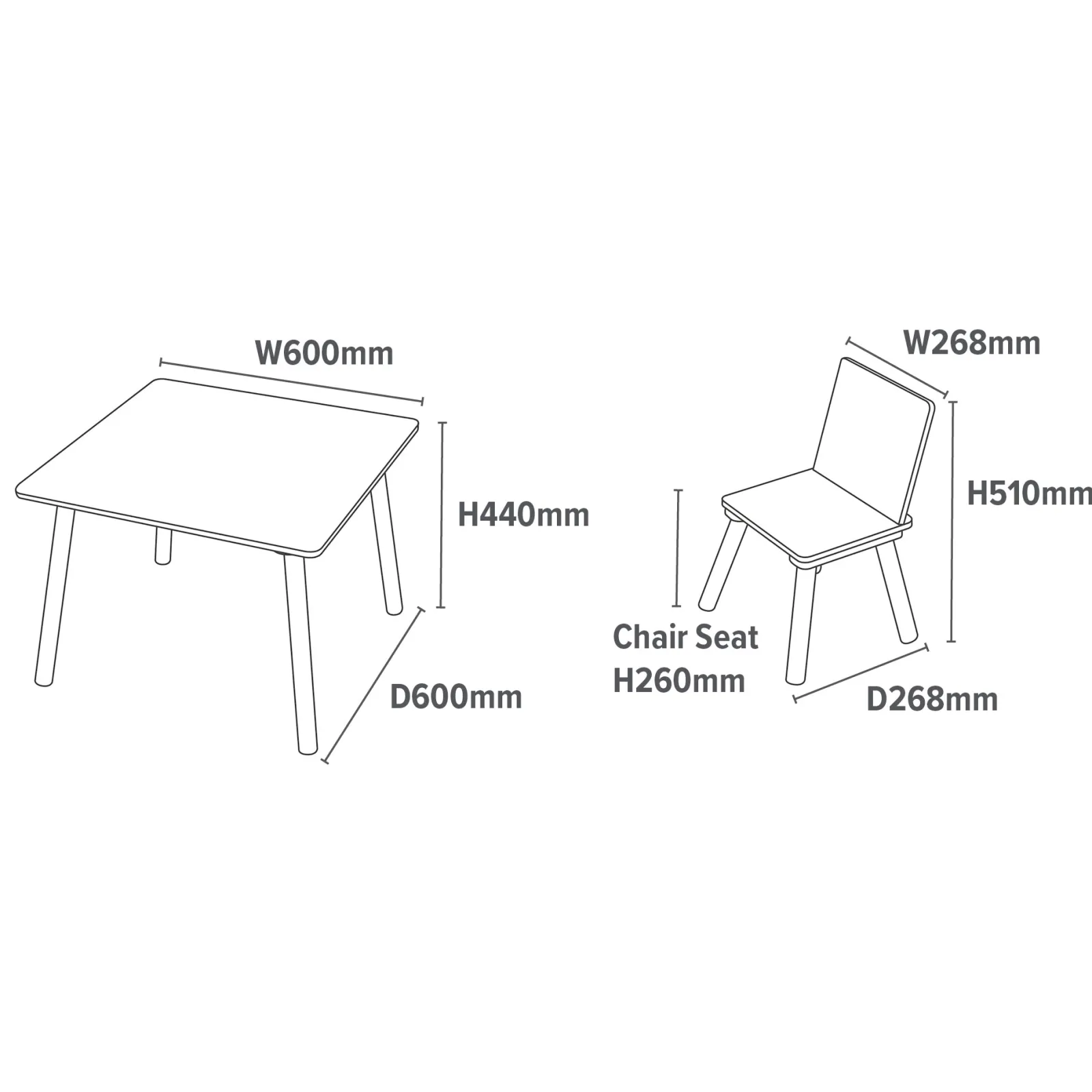 Little Helper Montessori Toys & Products | Table & Chairs (wooden) | Montessori Scandi-Design Scratch-Resistant White and Pine Wood Table 2 Chairs Set | 2 Years+
