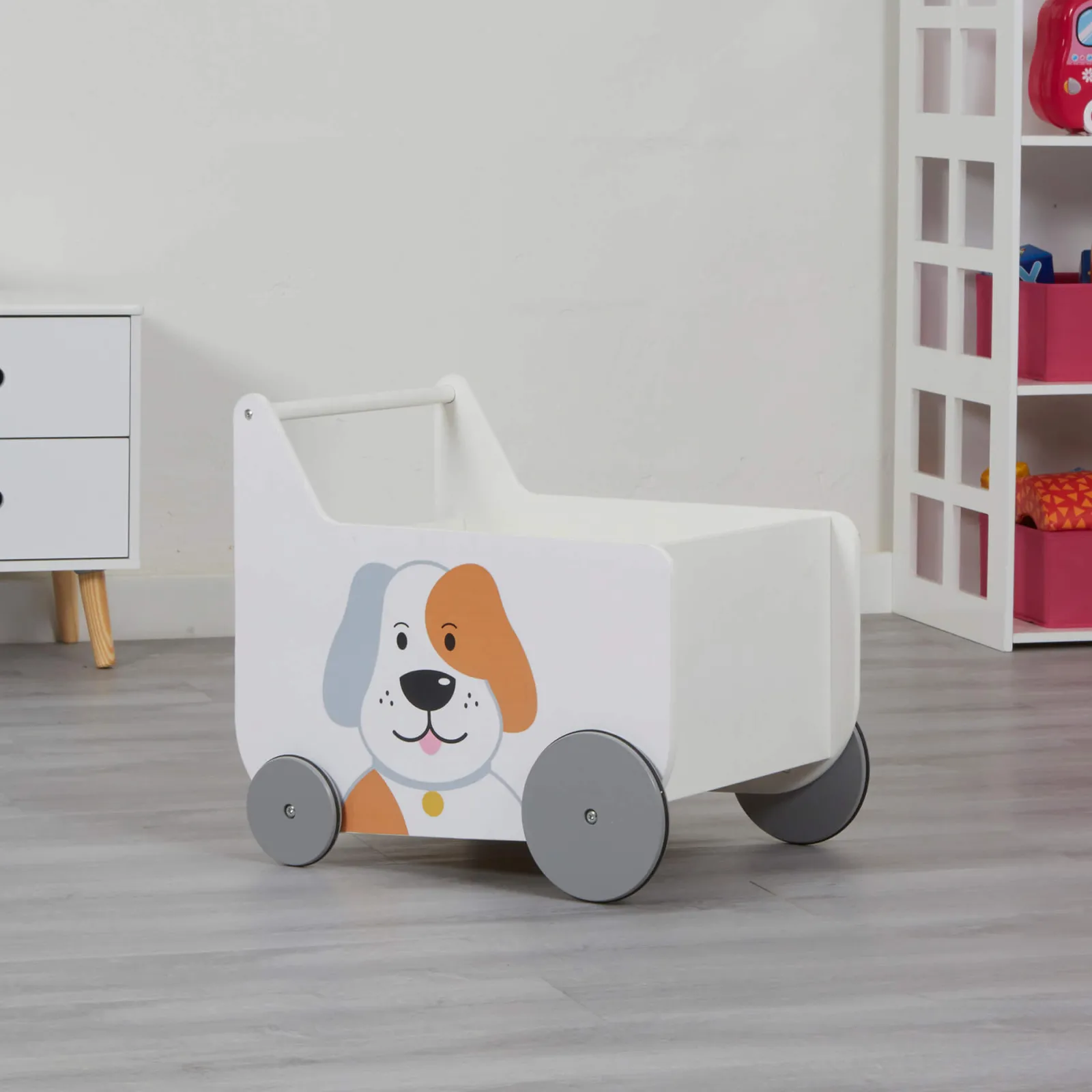 Little Helper Montessori Toys & Products | Toy Storage Units | Montessori Toy Box | Toy Storage | Cat and Dog Push Along Trolley