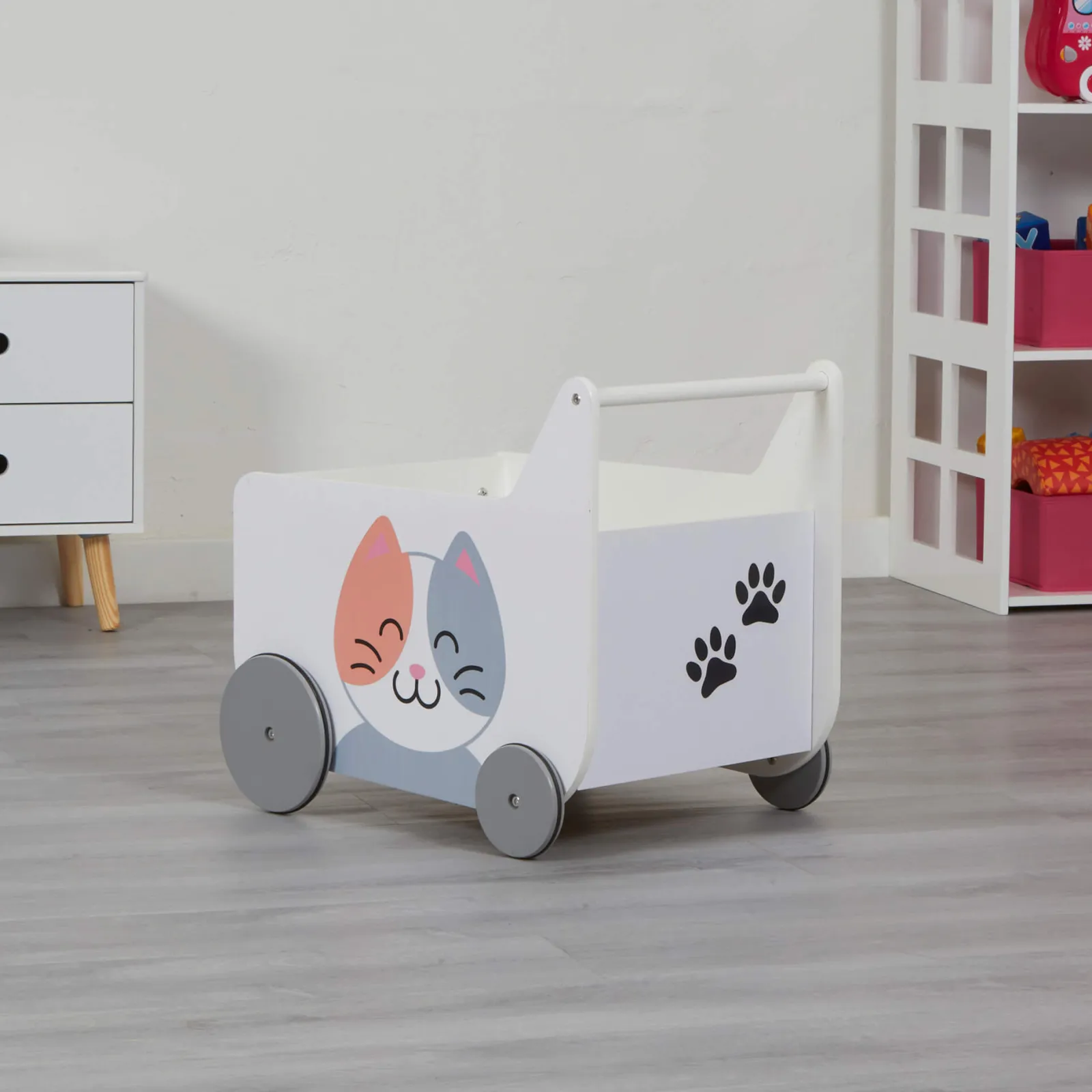 Little Helper Montessori Toys & Products | Toy Storage Units | Montessori Toy Box | Toy Storage | Cat and Dog Push Along Trolley
