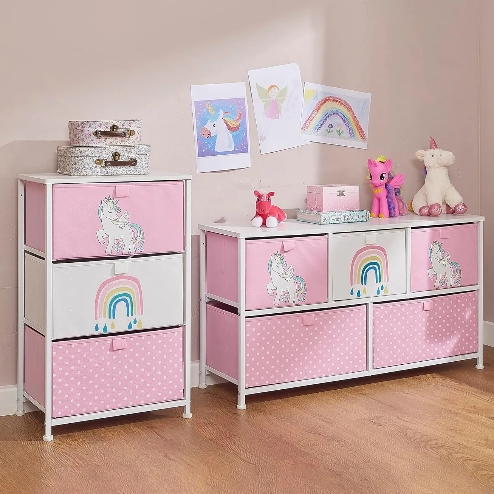 Little Helper Montessori Toys & Products | Toy Storage Units | Montessori Unicorn Large Toy Storage with Drawers | 1m Wide x 55cm High | 2 years+