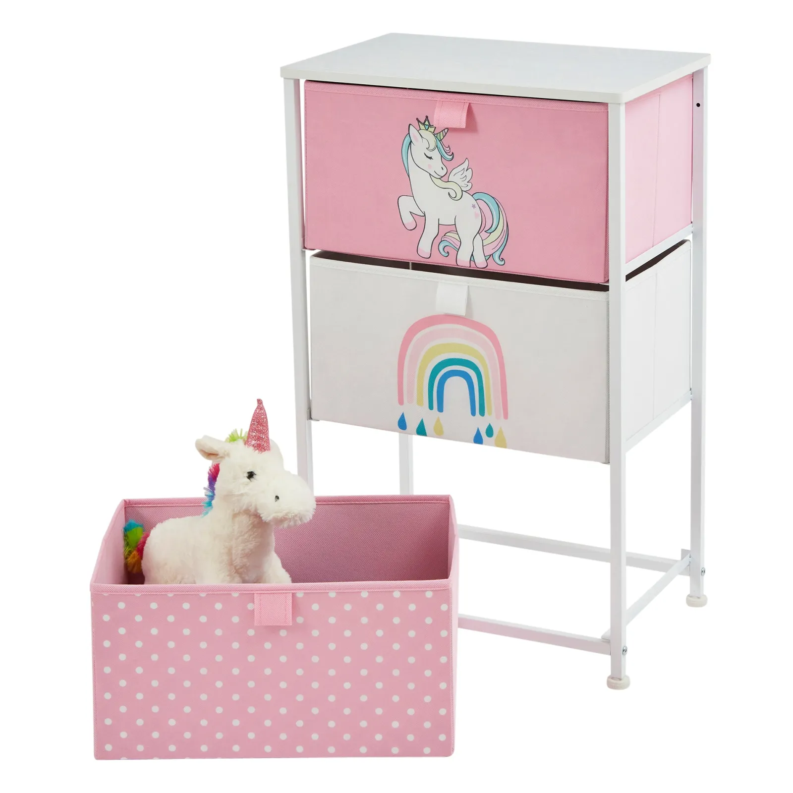 Little Helper Montessori Toys & Products | Toy Storage Units | Montessori Unicorn Toy Storage with Drawers | Children's Bedside Table | 73 x 45 x 30cm