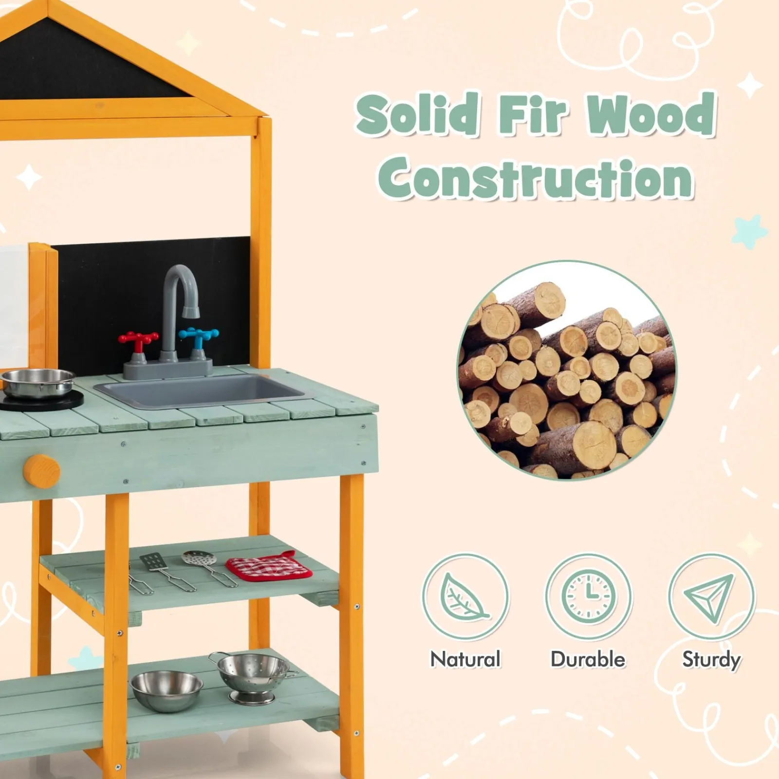 Little Helper Toy Kitchens | Montessori Wooden Mud Kitchen | Root Viewing Planter | Indoor and Outdoor Use | 3 Years +