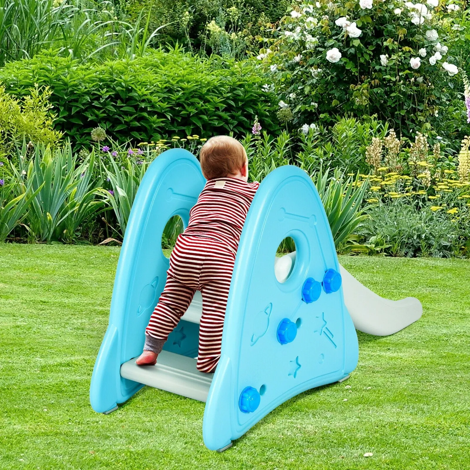 Little Helper Swing & Slide Sets & Garden Play & Trampolines | Activity Toys | My First Slide | Garden Climber Slide Set for Indoor & Outdoors | Pink or Blue | 6m+