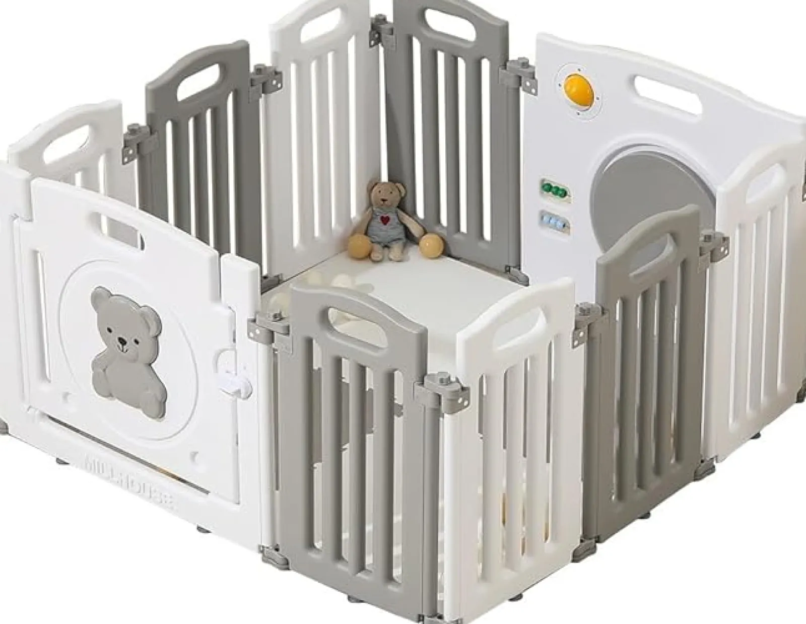 Little Helper Ball Pits & Ball Pools | Baby Playpens | 10 Panel Foldable & Modular Baby Playpen | Ball Pool | Grey and White | Optional Foam Mats