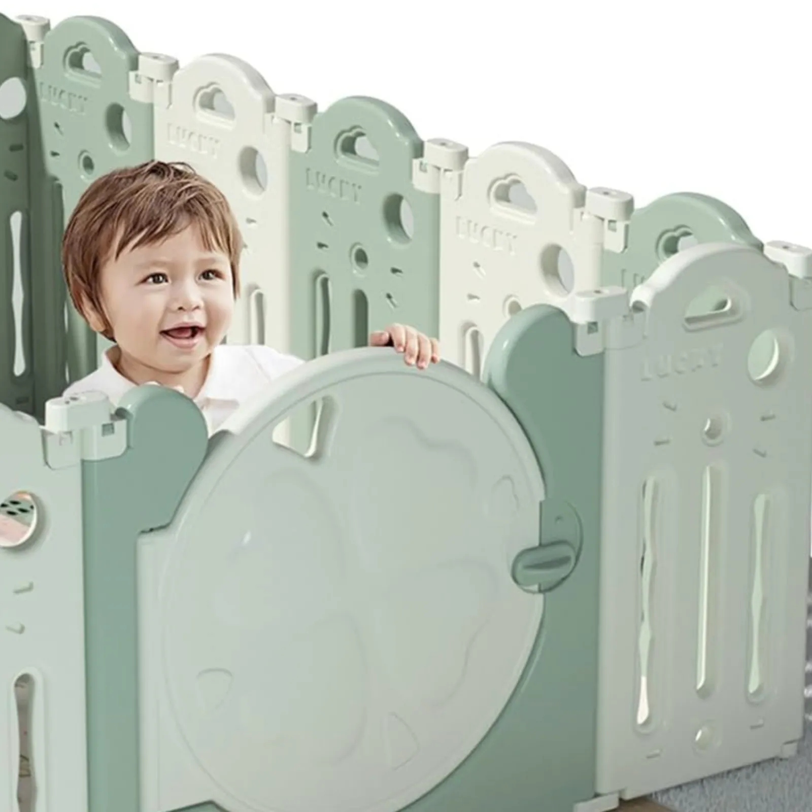 Little Helper Ball Pits & Ball Pools | Baby Playpens | 18 Panel Non-Toxic BPA-Free Recyclable Foldable Baby Playpen and Ball Pool | Modular | Pistachio Green & White