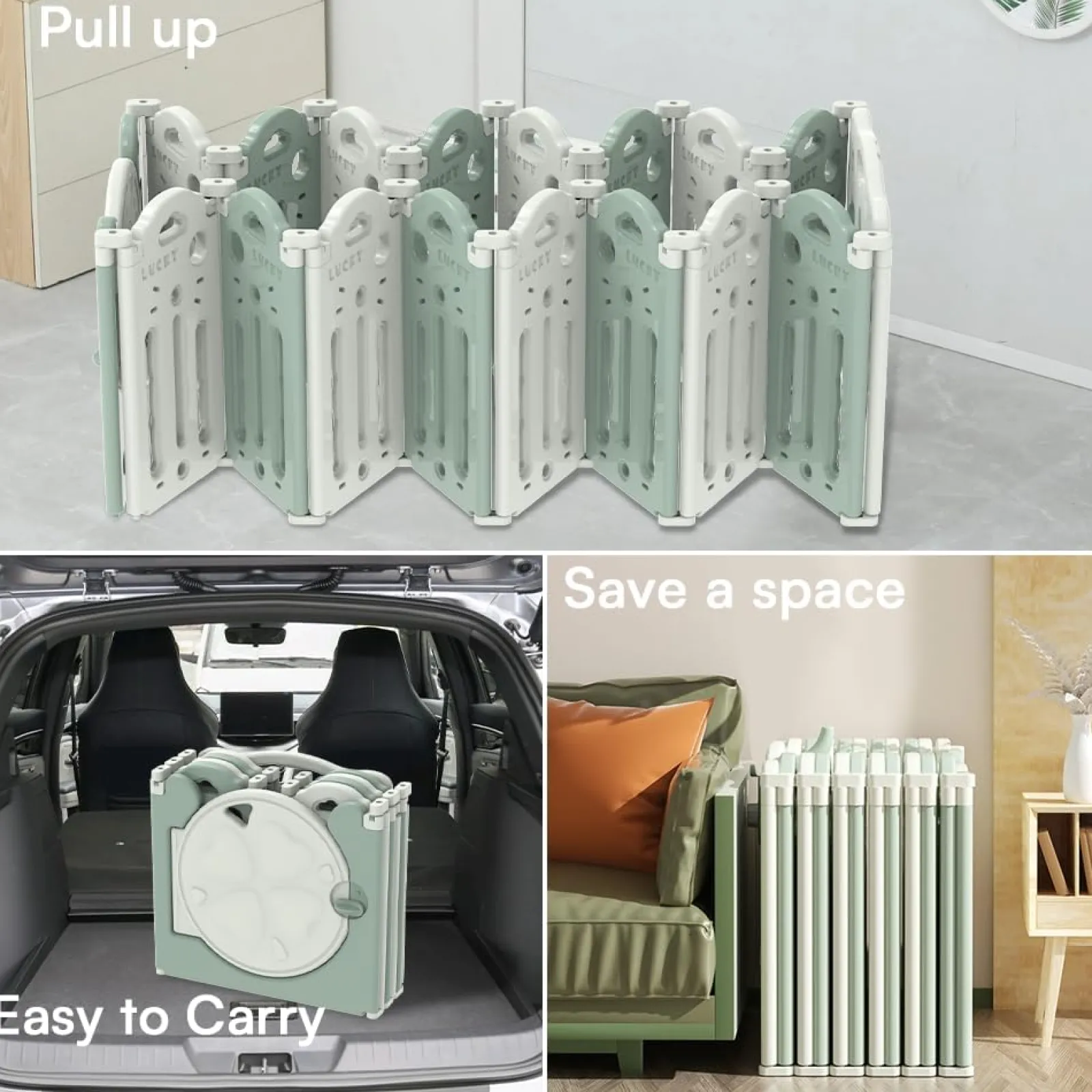 Little Helper Ball Pits & Ball Pools | Baby Playpens | 18 Panel Non-Toxic BPA-Free Recyclable Foldable Baby Playpen and Ball Pool | Modular | Pistachio Green & White