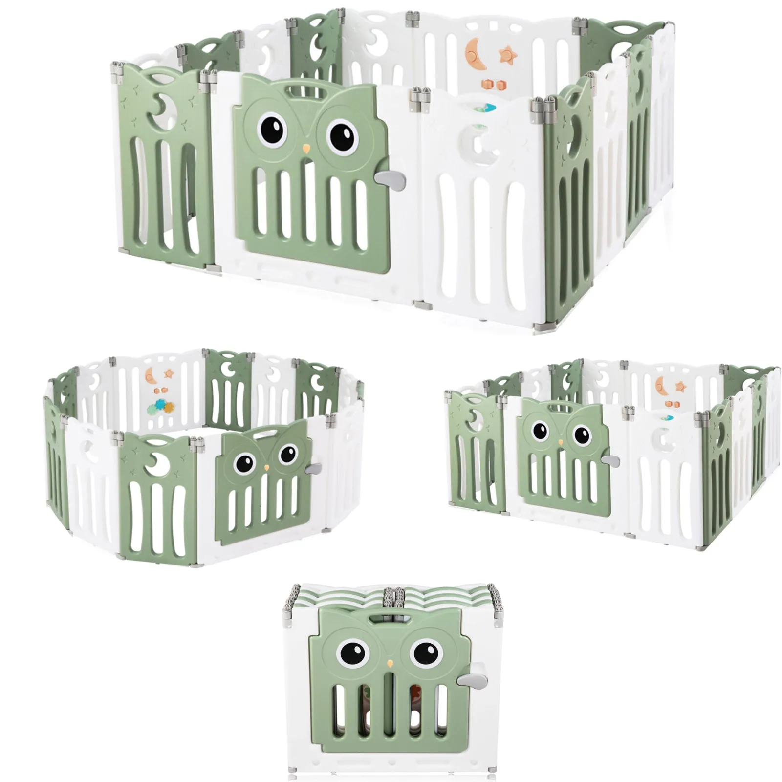 Little Helper Ball Pits & Ball Pools | Baby Playpens | 14 Panel Non-Toxic BPA-Free Recyclable Foldable Baby Playpen and Ball Pool | Modular | Sage Green & White