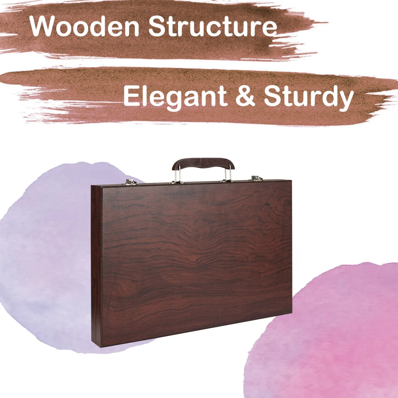 Little Helper Kids Arts & Crafts & Accessories | Easels & Accessories | 80 Pcs Deluxe Art Set | Children's Wooden Case Art Kit | Painting & Drawing