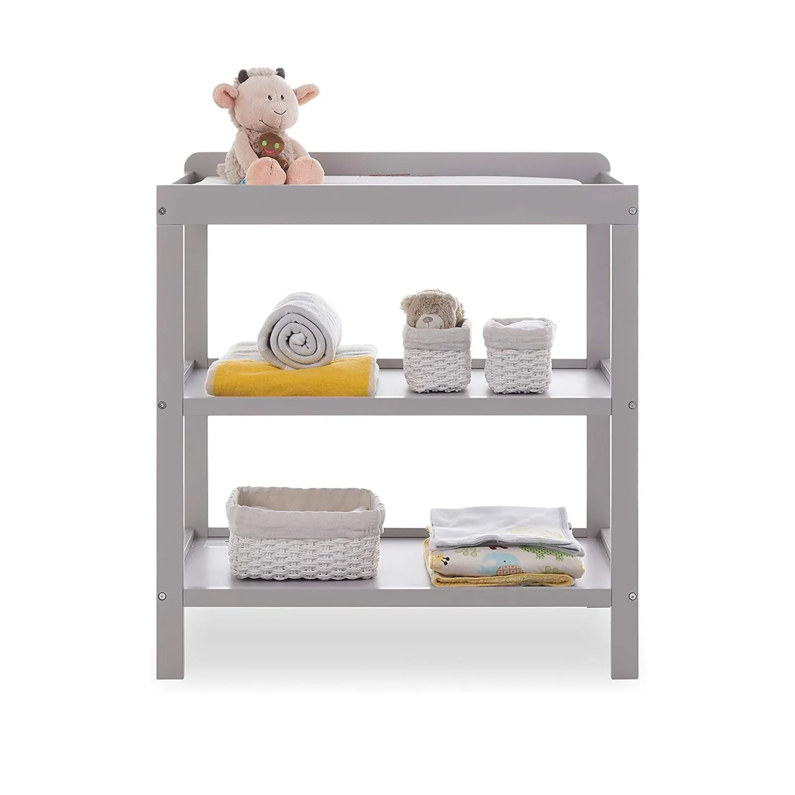 Little Helper Changing Units & Changing Tables & Dressers | Pebbles 2 Tier Open Baby Changing Unit for Baby's Nursery | Warm Grey