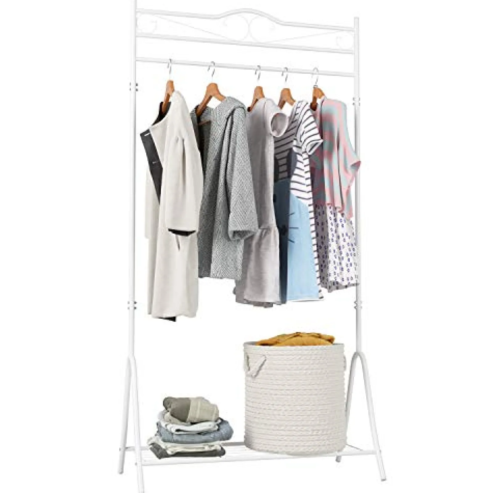 Little Helper Clothes Rail & Dressing Up Rails | Kids Clothes Rail | Princess Themed Montessori Dressing up Rail with Shoe Rack | White | 1.73m High