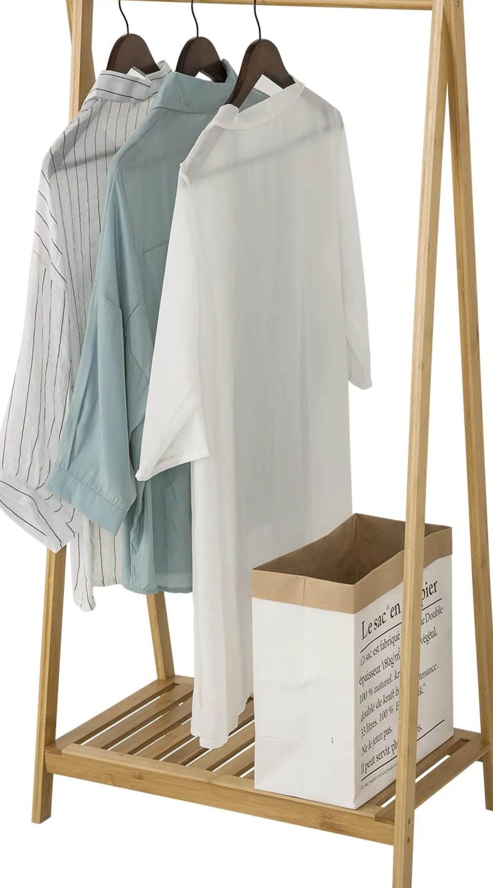 Little Helper Role Play Toys & Pretend Play | Montessori Toys & Products | Scandi Design 100% Eco Bamboo Wood | Freestanding Dressing Rail with Shelf | Natural | 1.2m High