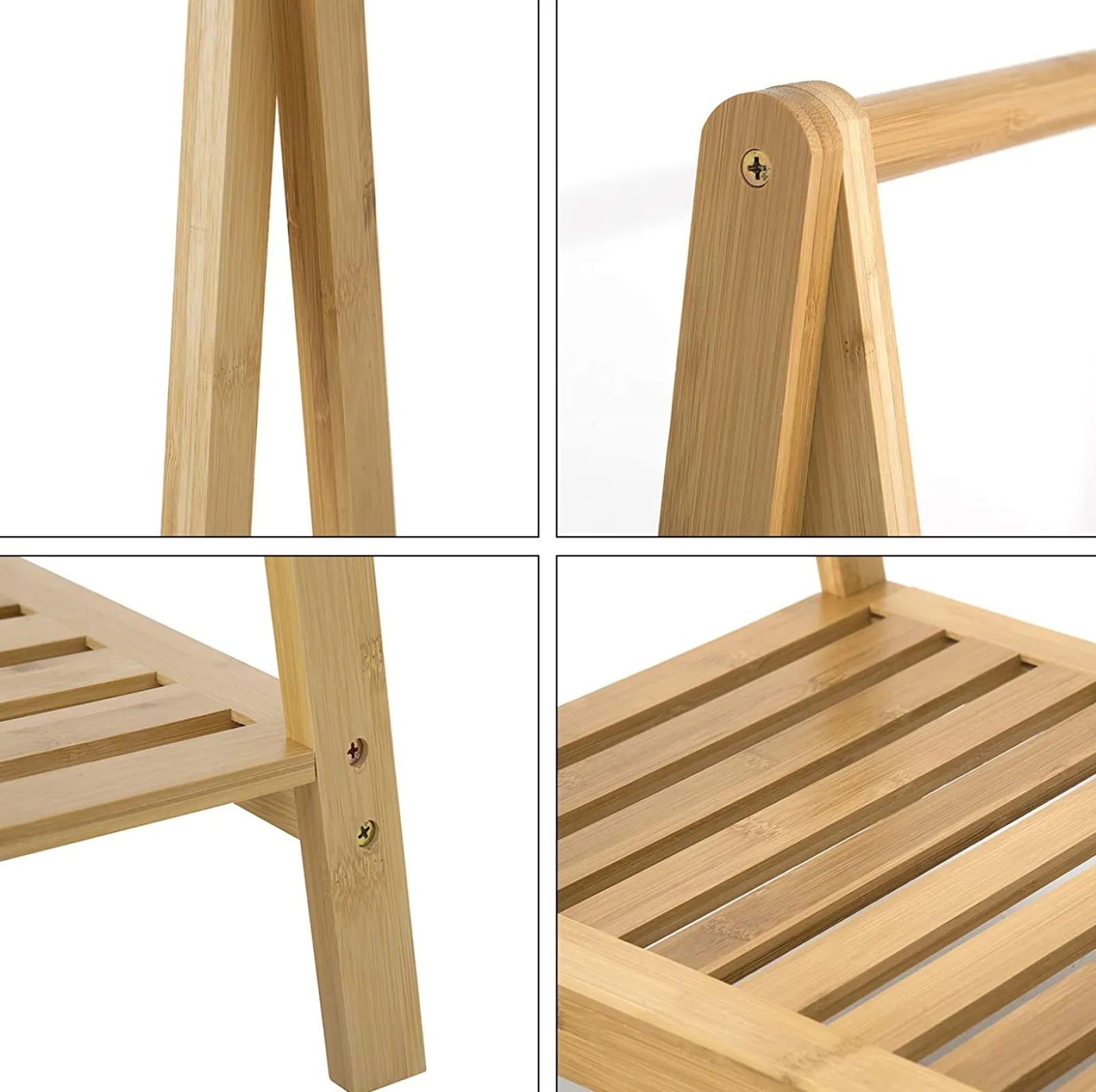 Little Helper Role Play Toys & Pretend Play | Montessori Toys & Products | Scandi Design 100% Eco Bamboo Wood | Freestanding Dressing Rail with Shelf | Natural | 1.2m High